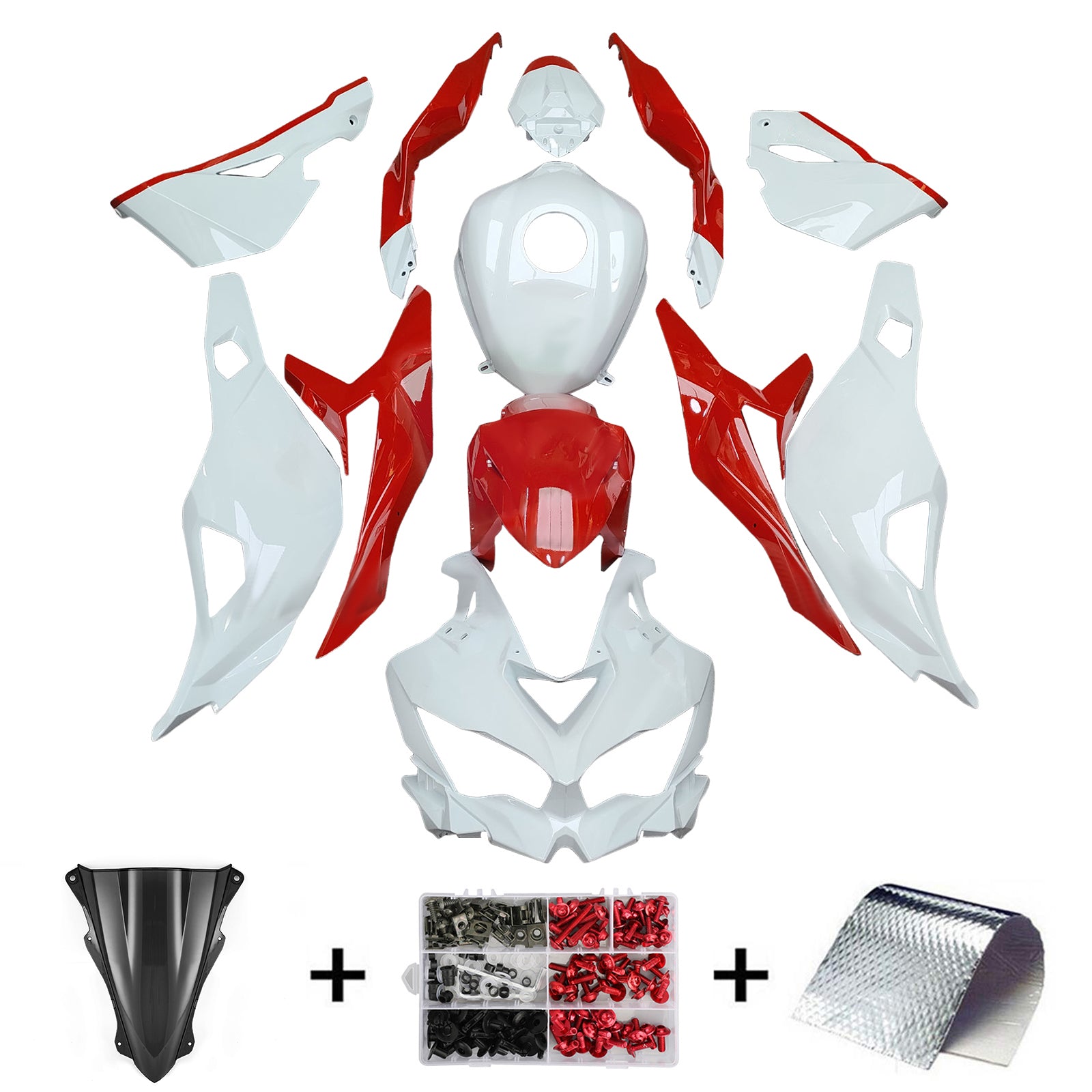 Amotopart 2019-2025 Kawasaki ZX-25R Ninja ZX-4R ZX-4RR White Red Fearing Kit