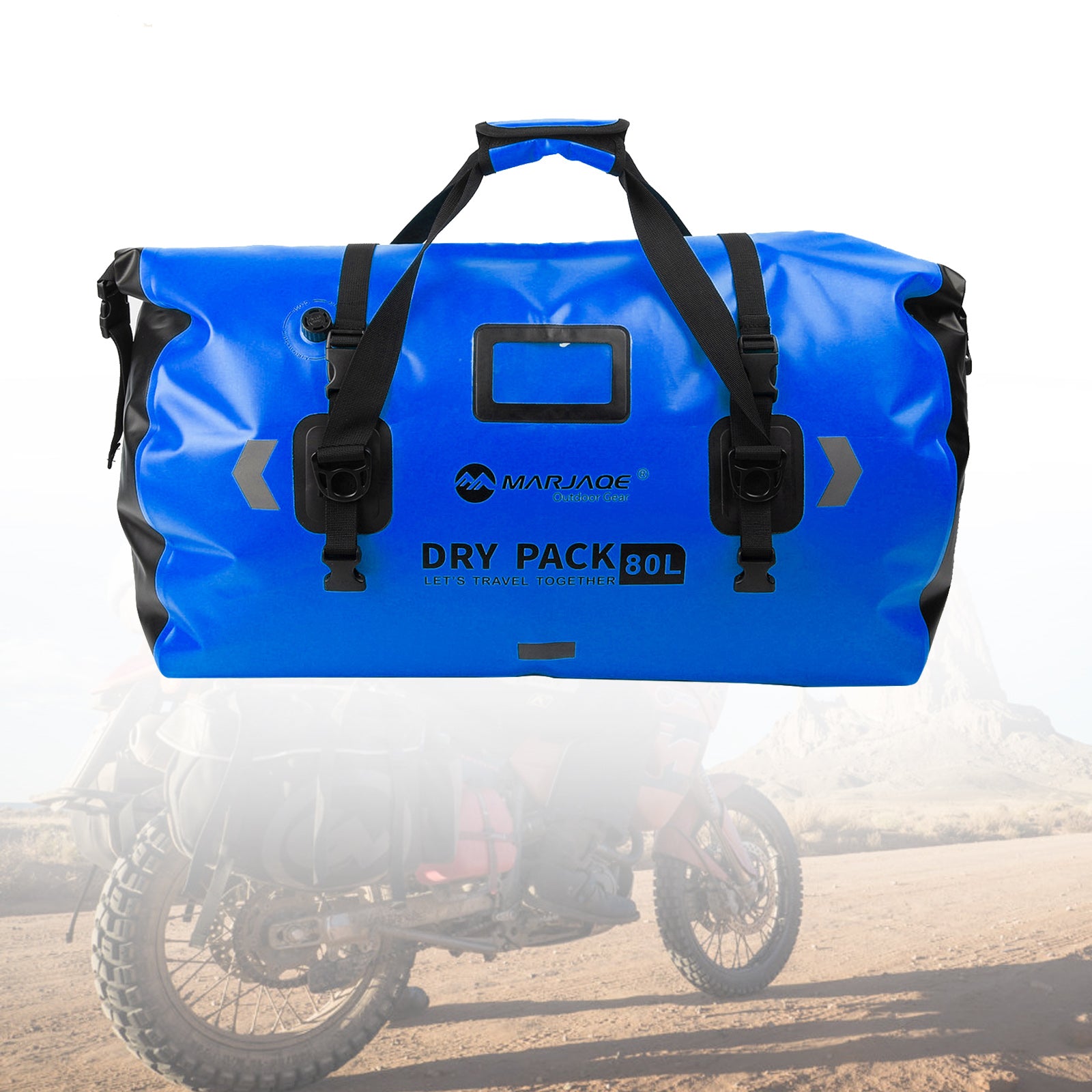 Motorcycle Universal Saddlebag Side Storage Tail Bag Pu Luggage 80L Blue