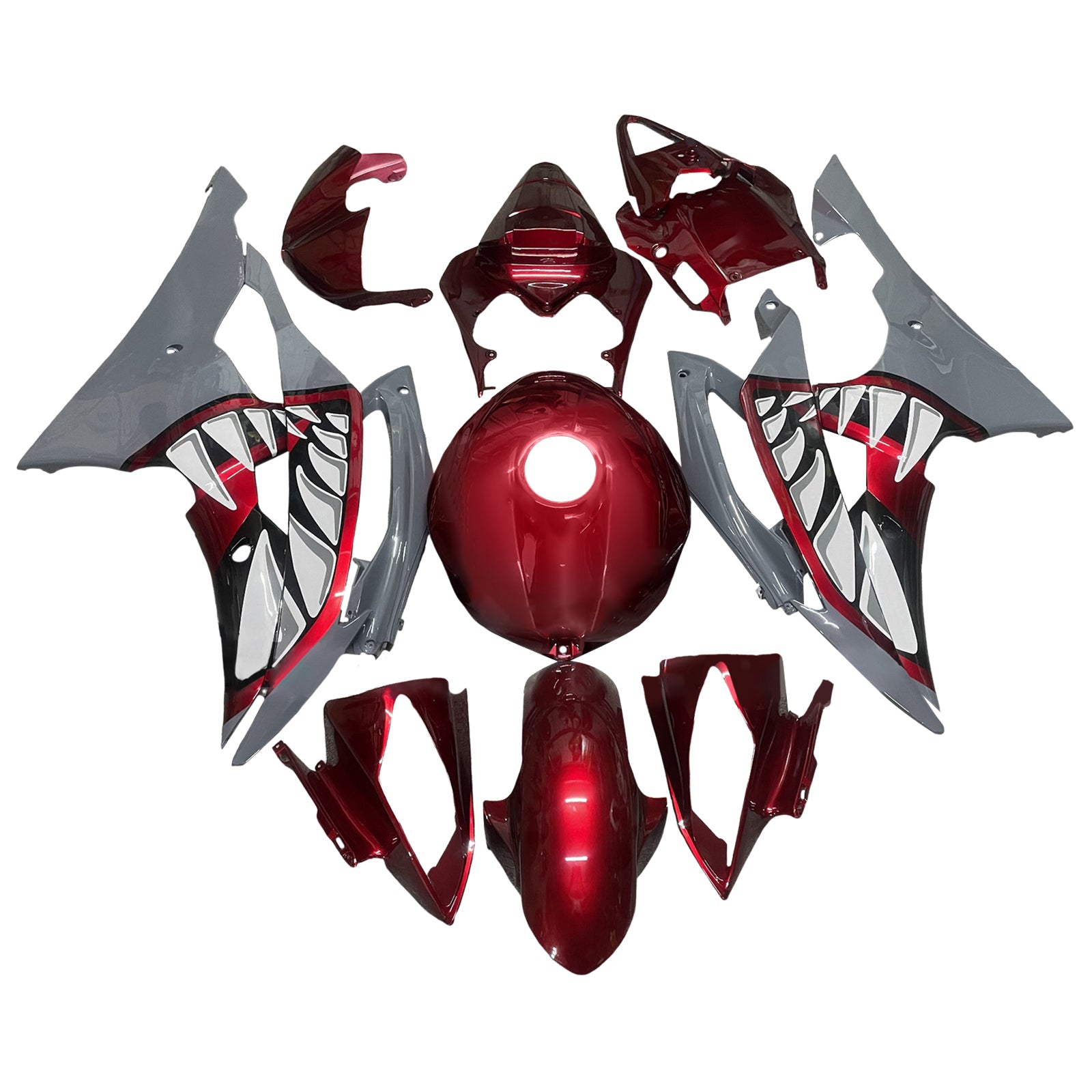 Amotopart 2008-2016 Yamaha YZF-R6 Red & Grey Fairing Kit