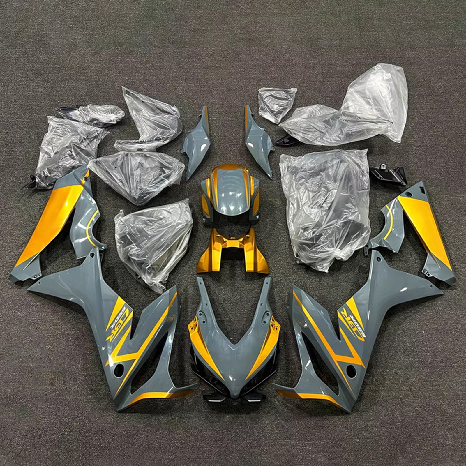 Amotopart 2019-2020 Honda CBR650R Grey/Yellow Fairing Kit
