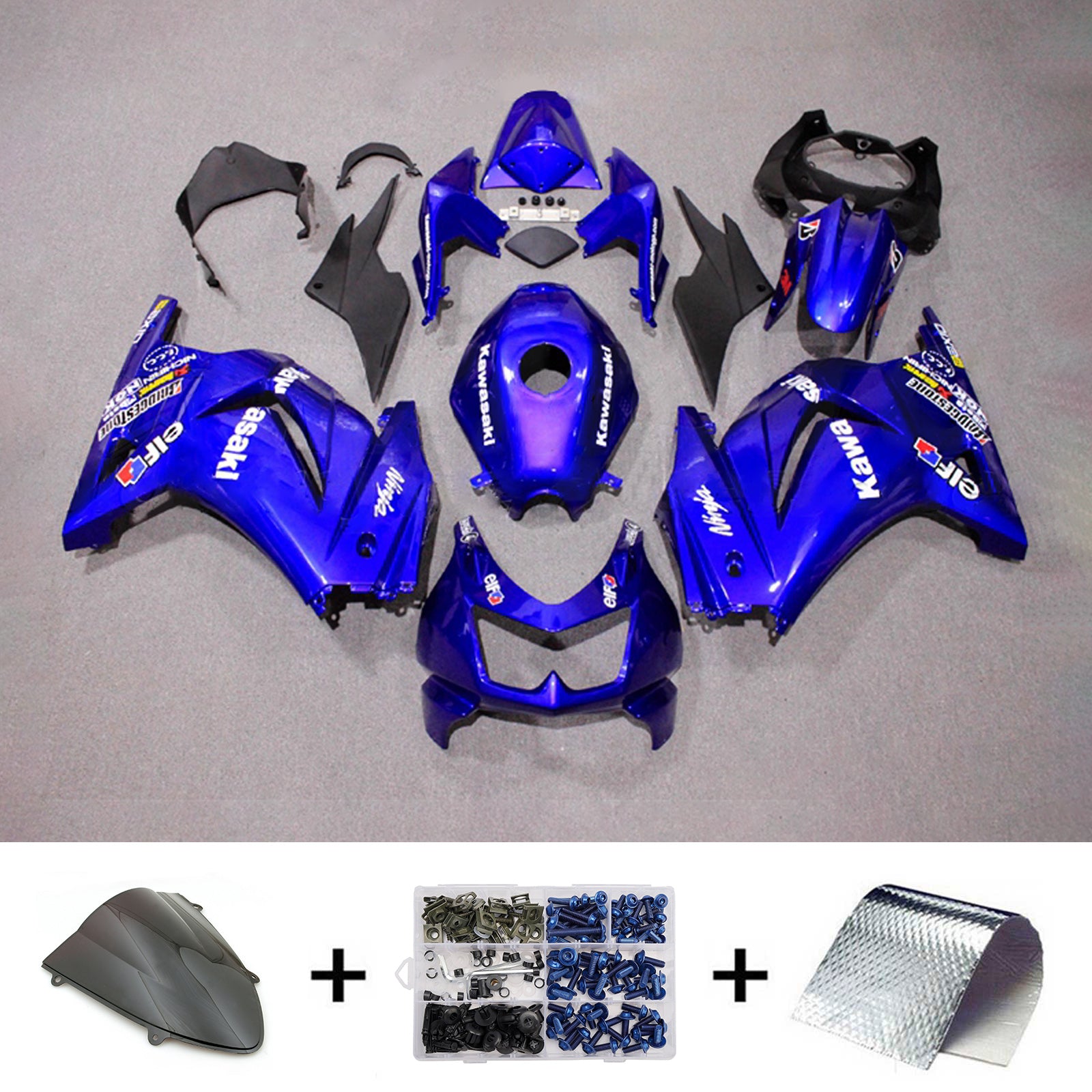 Amotopart 2008-2012 Kawasaki EX250/Ninja250R Blue Fairing Kit