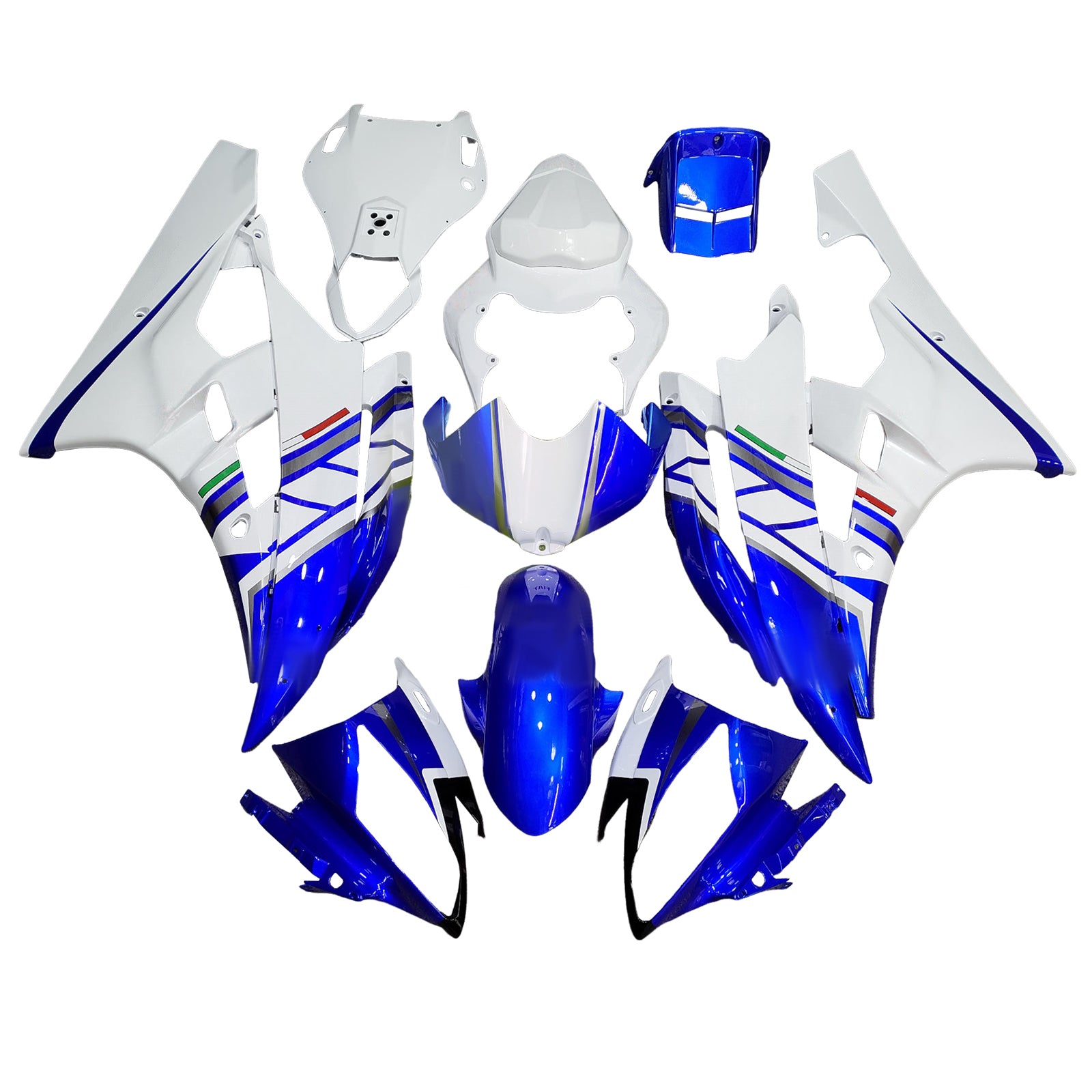 Amotopart 2006-2007 Yamaha YZF-R6 Blue & White Fairing Kit