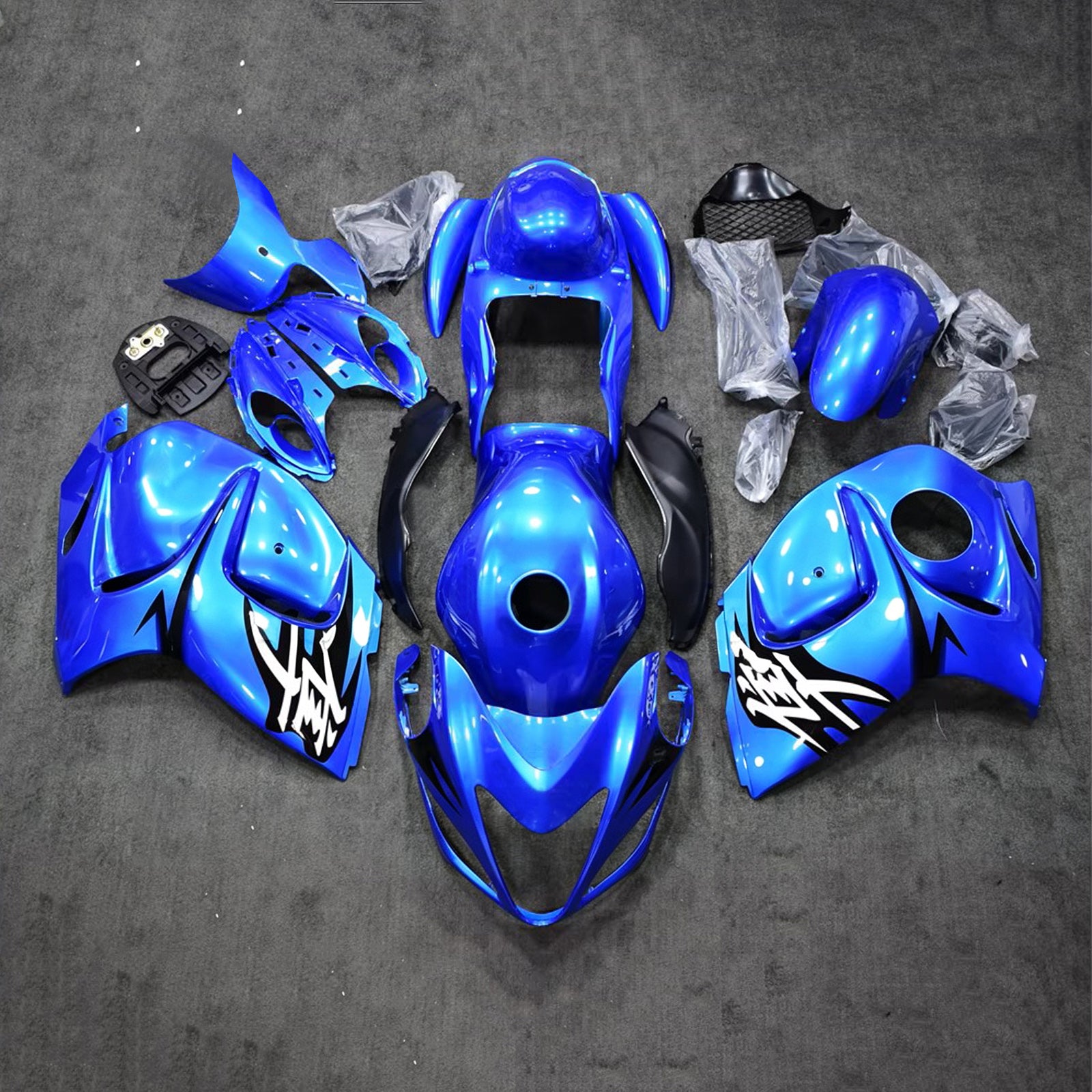 Amotopart 2008-2020 Suzuki Hayabusa GSX1300R Blue White Black Fairing Kit