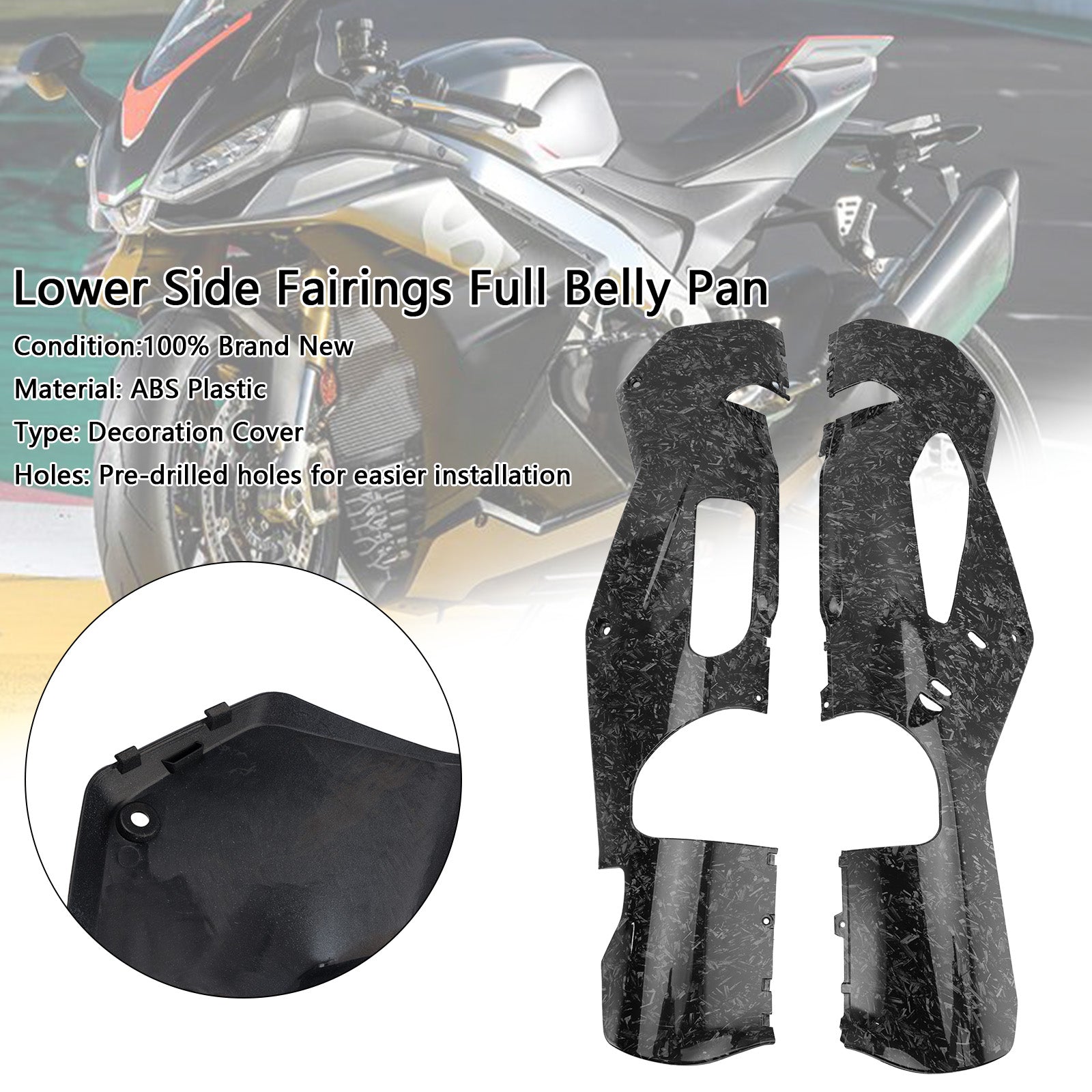 2021-2024 Aprilia RSV4 Lower Side Fairings Full Belly Pan Plate Cover