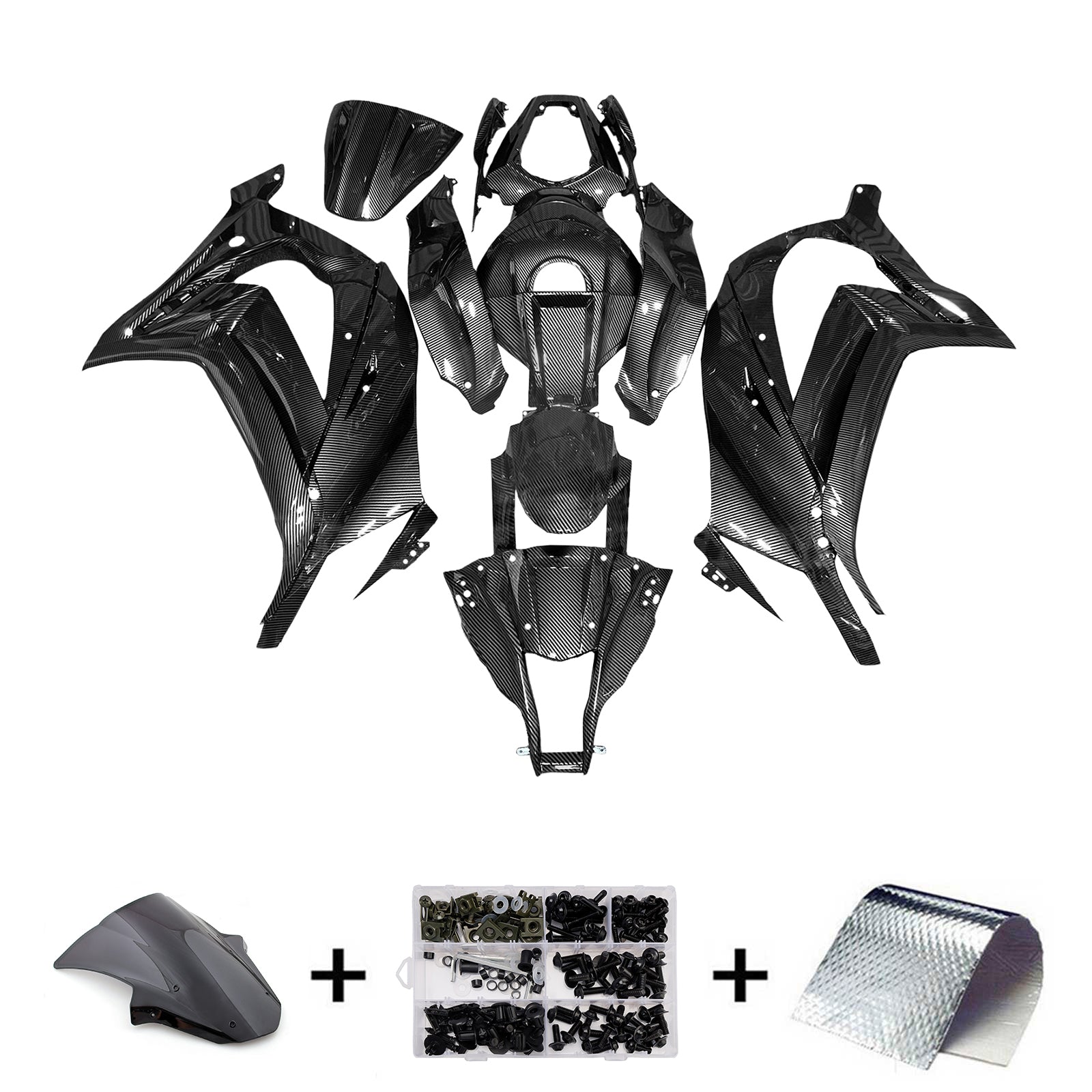 Amotopart 2011-2015 Kawasaki ZX10R Carbon Fiber Pattern Fairing Kit