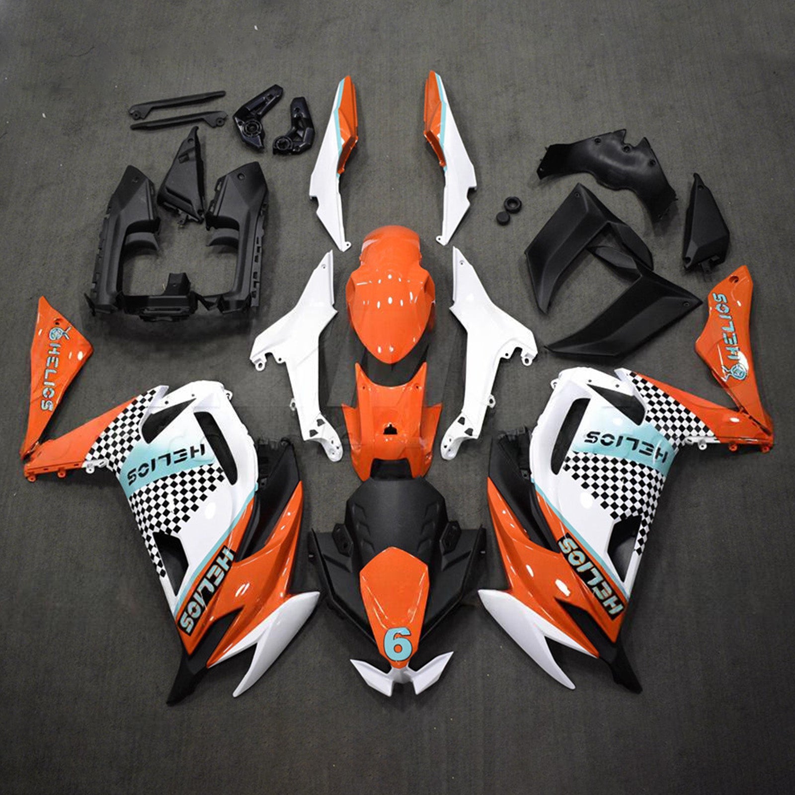 Amotopart 2020-2025 Kawasaki ER6F/Ninja650 Orange White Black Fairing Kit