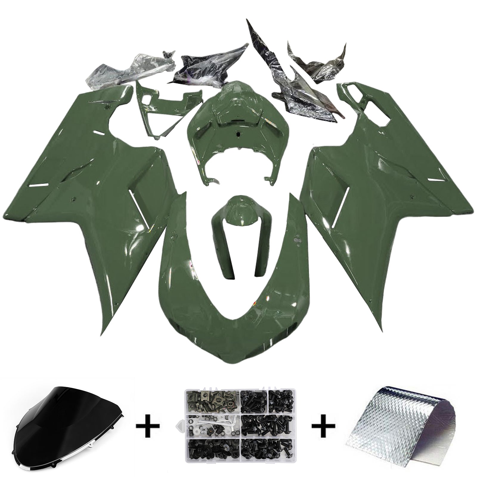 Amotopart All Years Ducati 1098/1198/848 Glossy Green Fairing Kit