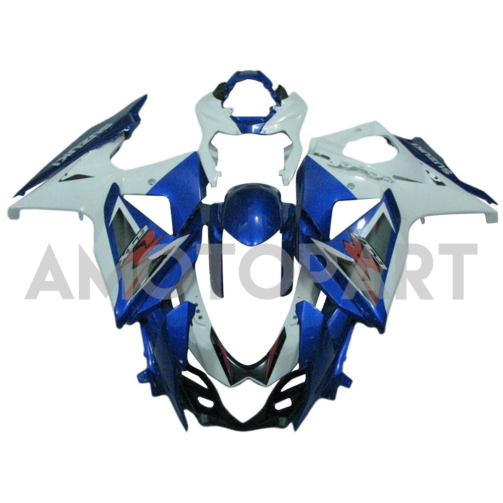Amotopart 2009-2016 K9 GSXR1000 Suzuki White&Blue Style5 Fairing Kit