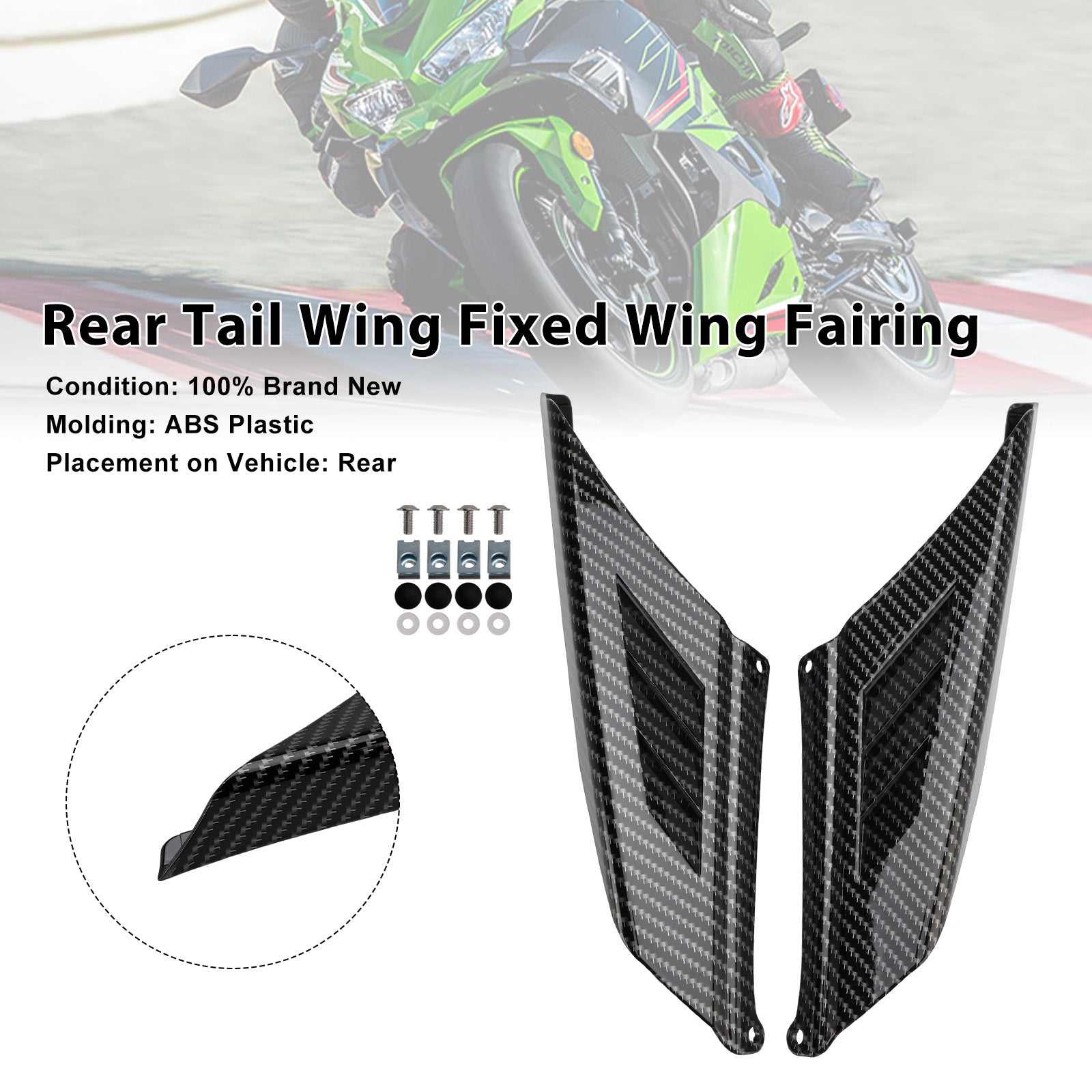 Kawasaki NINJA ZX-4R ZX-4RR 2023-2025 Rear Tail Wing Fixed Wing Fairing