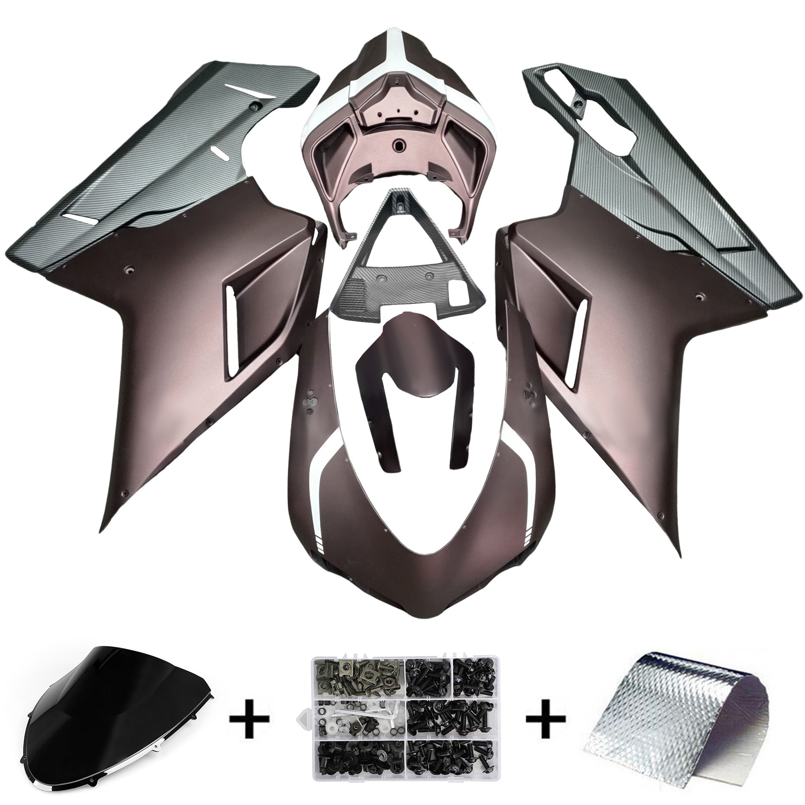 Amotopart All Years Ducati 1098/1198/848 Carbon Fiber Patterns Gold Fairing Kit