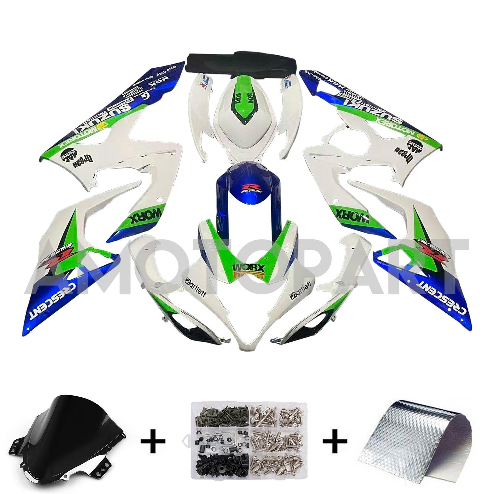 Amotopart 2005-2006 Suzuki GSXR1000 White Fairing Kit