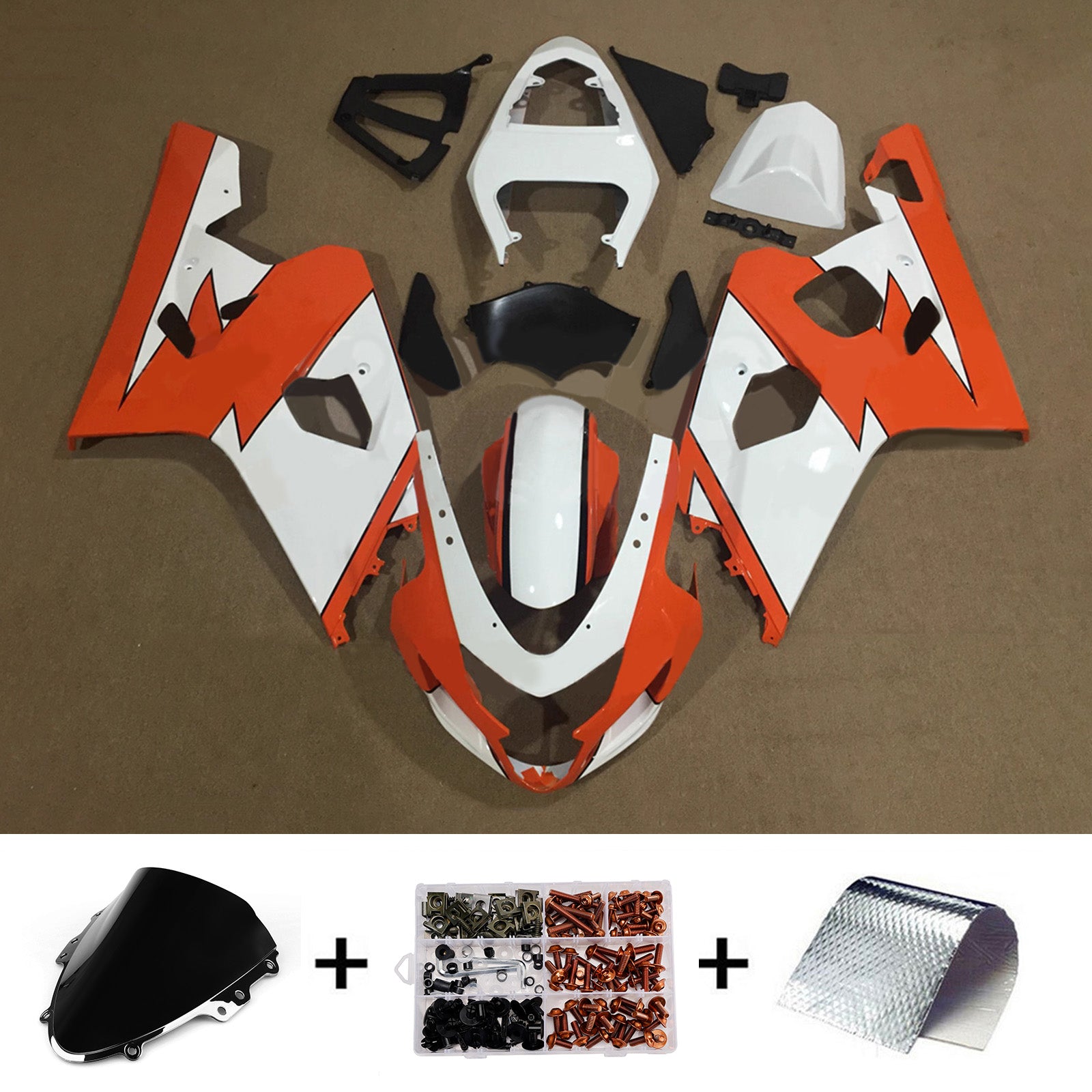 Amotopart 2004-2005 Suzuki GSXR 600/750 Orange White Fairing Kit