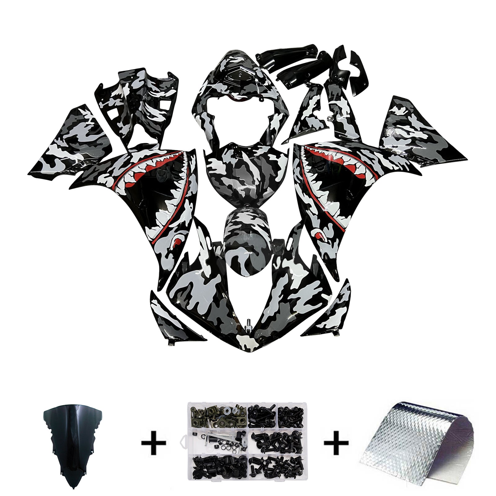 Amotopart 2009-2011 Yamaha YZF-R1 Grey & Black Fairing Kit