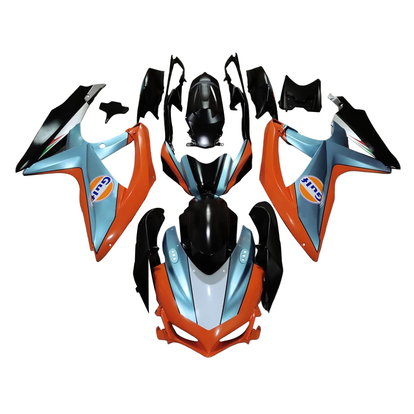 Amotopart 2008-2010 Suzuki GSXR 600/750 Orange Black Light Blue Fairing Kit
