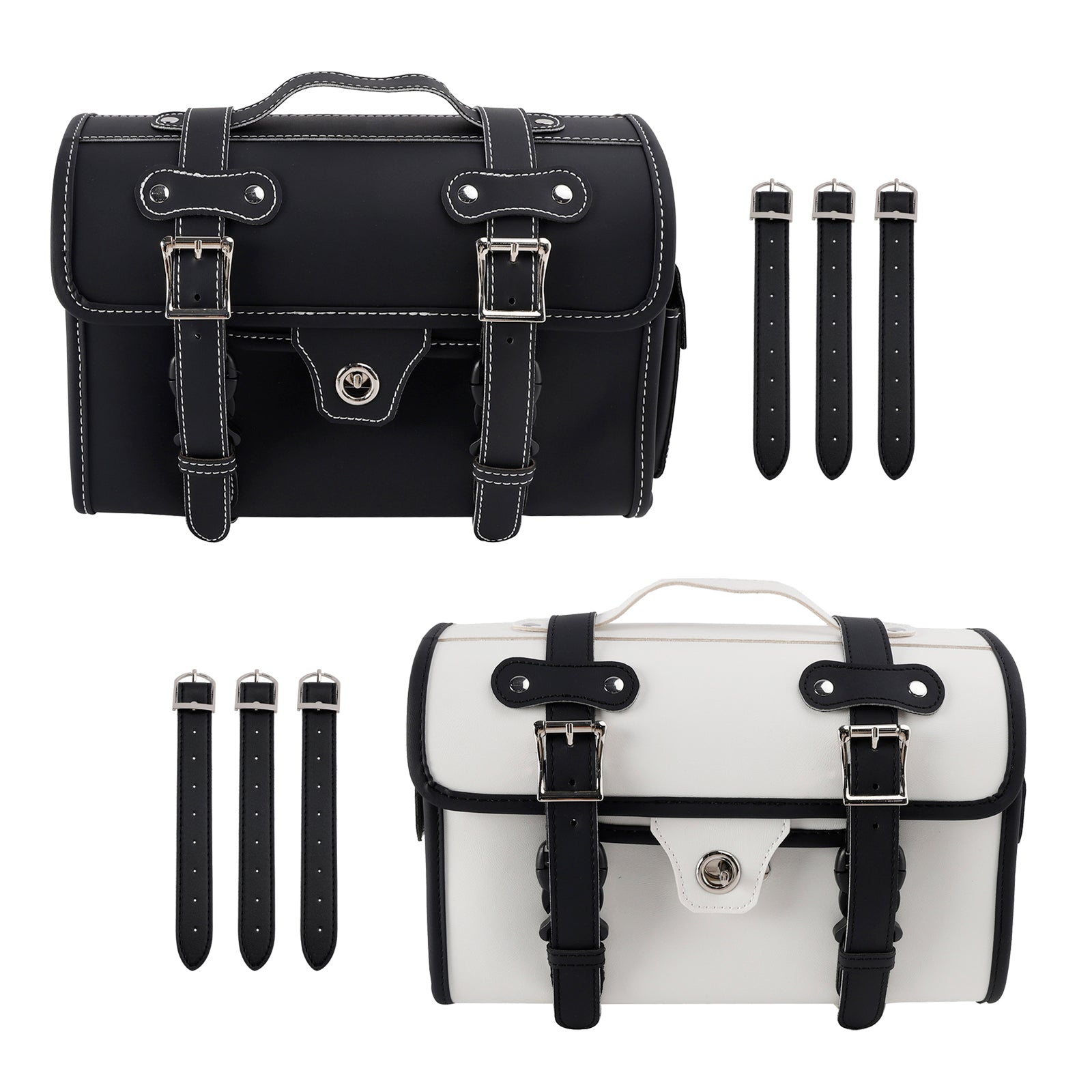 Motorbike Black Tail Bag Pu Side Saddlebag Pannier Luggage Pouch Storage