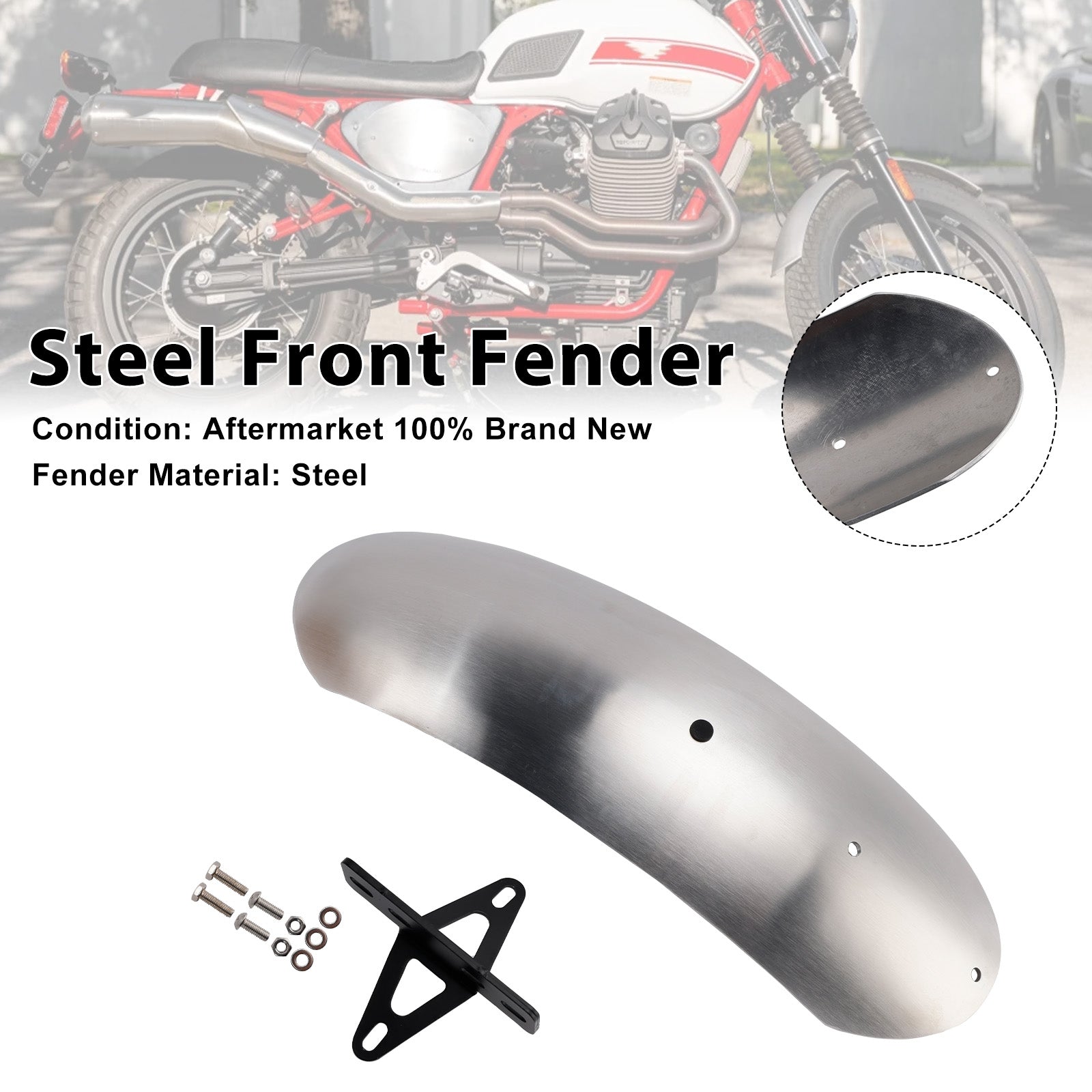 10-16 Parafango anteriore in acciaio speciale MOTO GUZZI V7 II Stone Classic