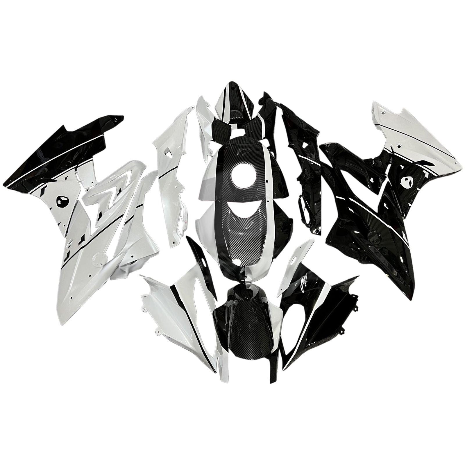 Amotopart 2009-2014 BMW S1000RR Carbon Fiber Pattern White Fairing Kit