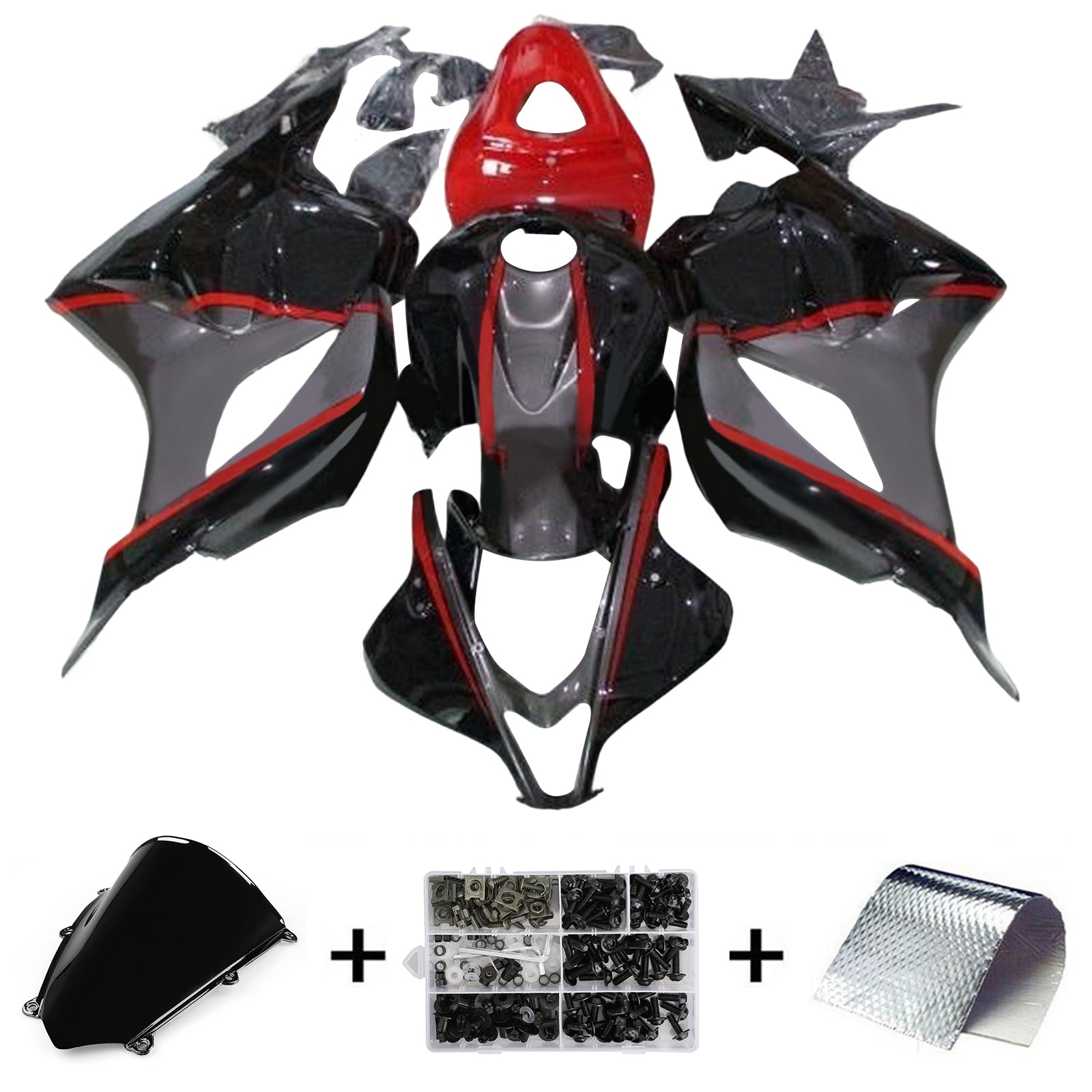 Amotopart 2009-2012 Honda CBR600RR Kit de carénage rouge noir
