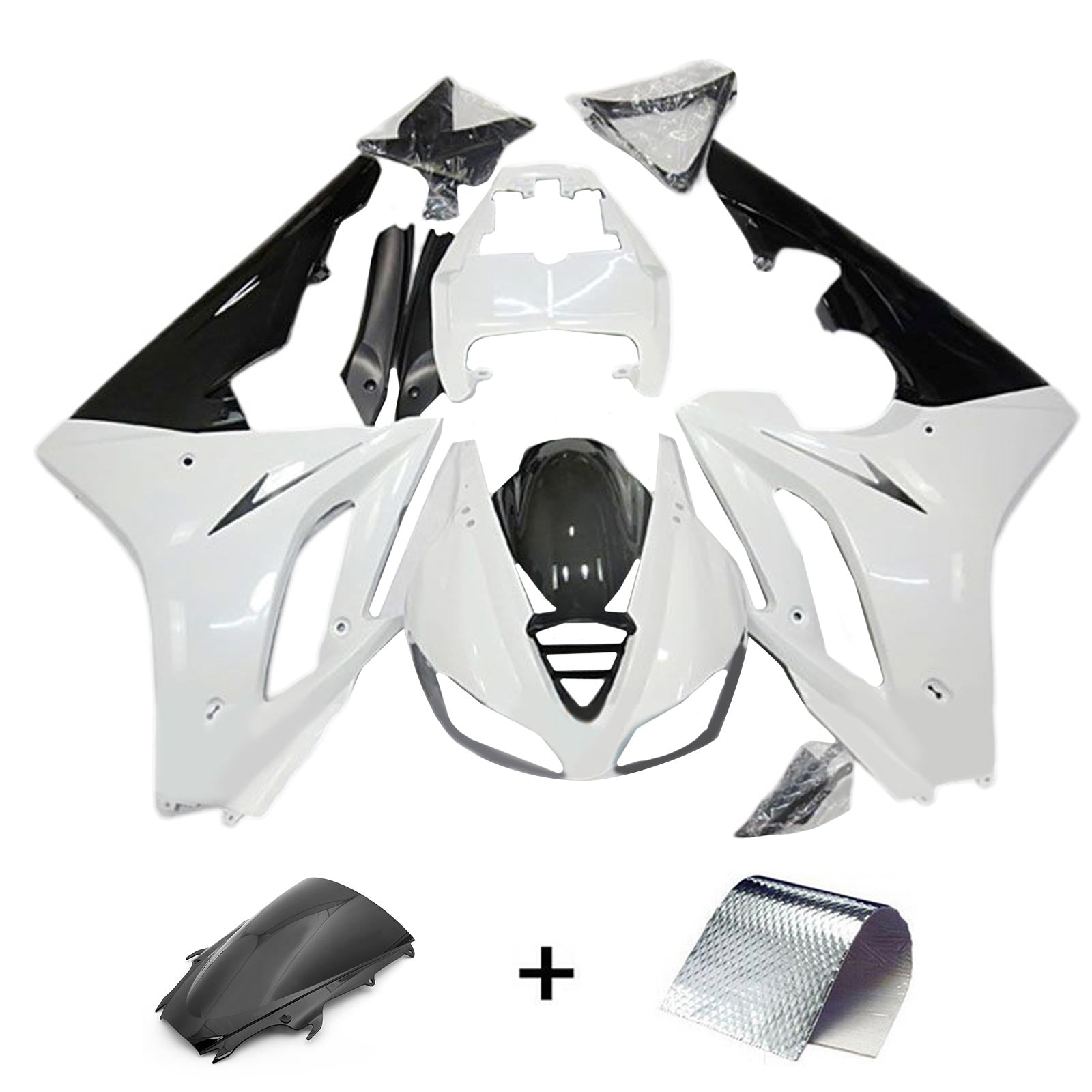 Amotopart 2009-2012 Triumph Daytona 675 Kit de carenagem Branco e Black3