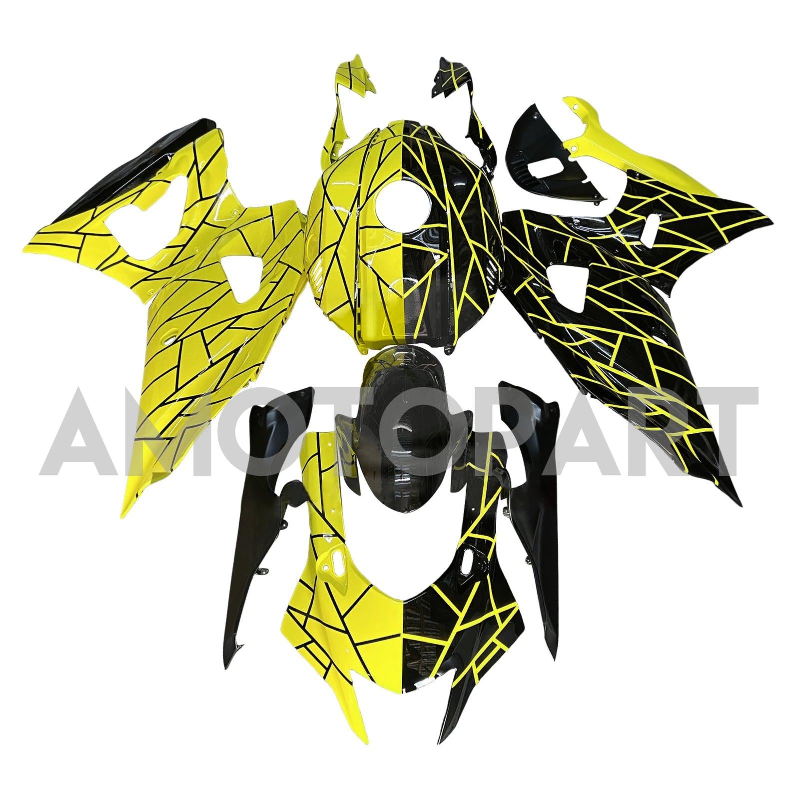 Amotopart 2021-2025 Yamaha YZF-R7 Yellow Black Fairing Kit