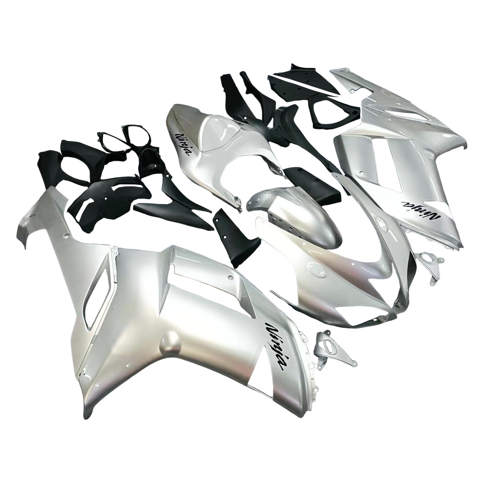 Amotopart 2007-2008 Kawasaki ZX6R 636 Silver Fairing Kit