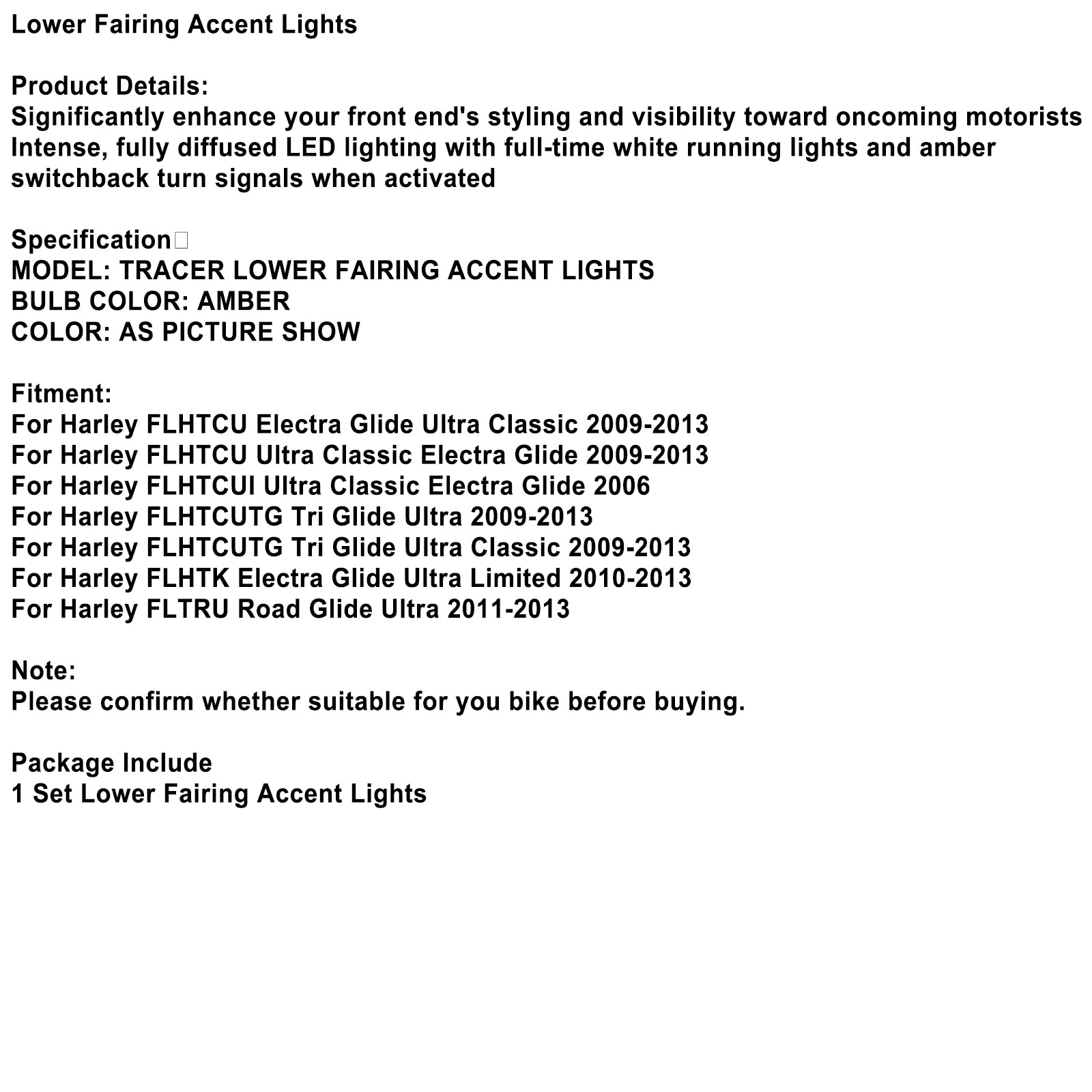 Tracer Lower Accent Lights 2956 For FLHTCU Electra Glide 2006-2013