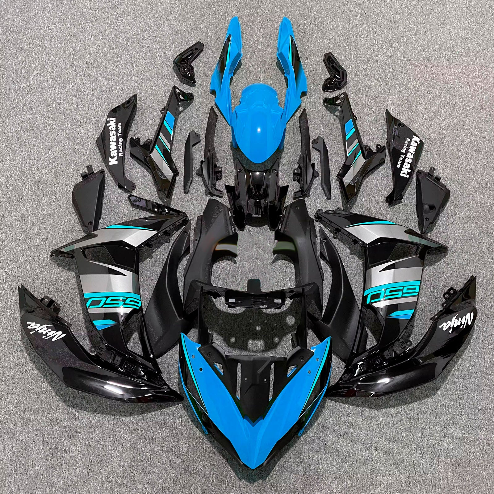 Amotopart 2017-2019 Kawasaki ER6F/Ninja650R Black Blue Fairing Kit
