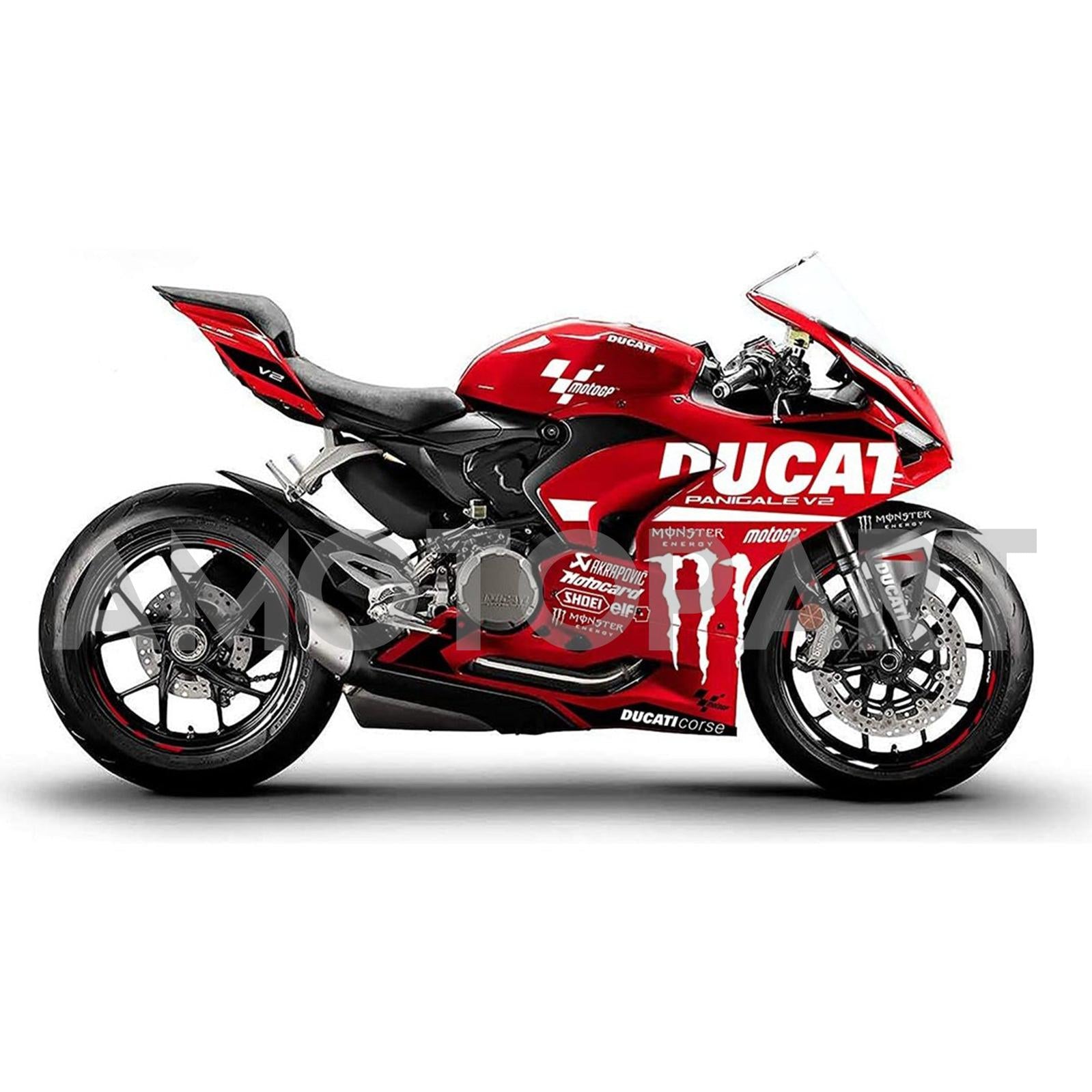 Amotopart 2020-2024 Ducati Panigale V2 Red with White Logo Fairing Kit