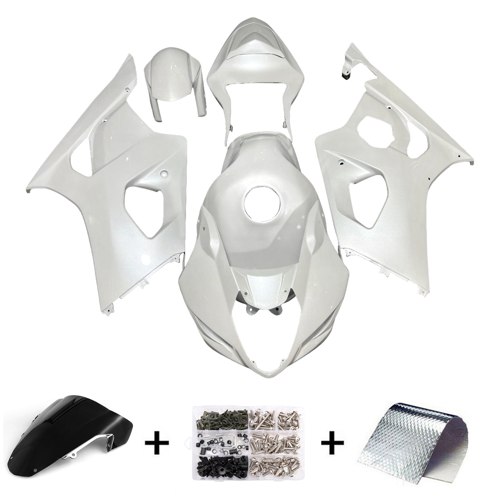 Amotopart 2003-2004 Suzuki GSXR1000 Pearl White Fairing Kit
