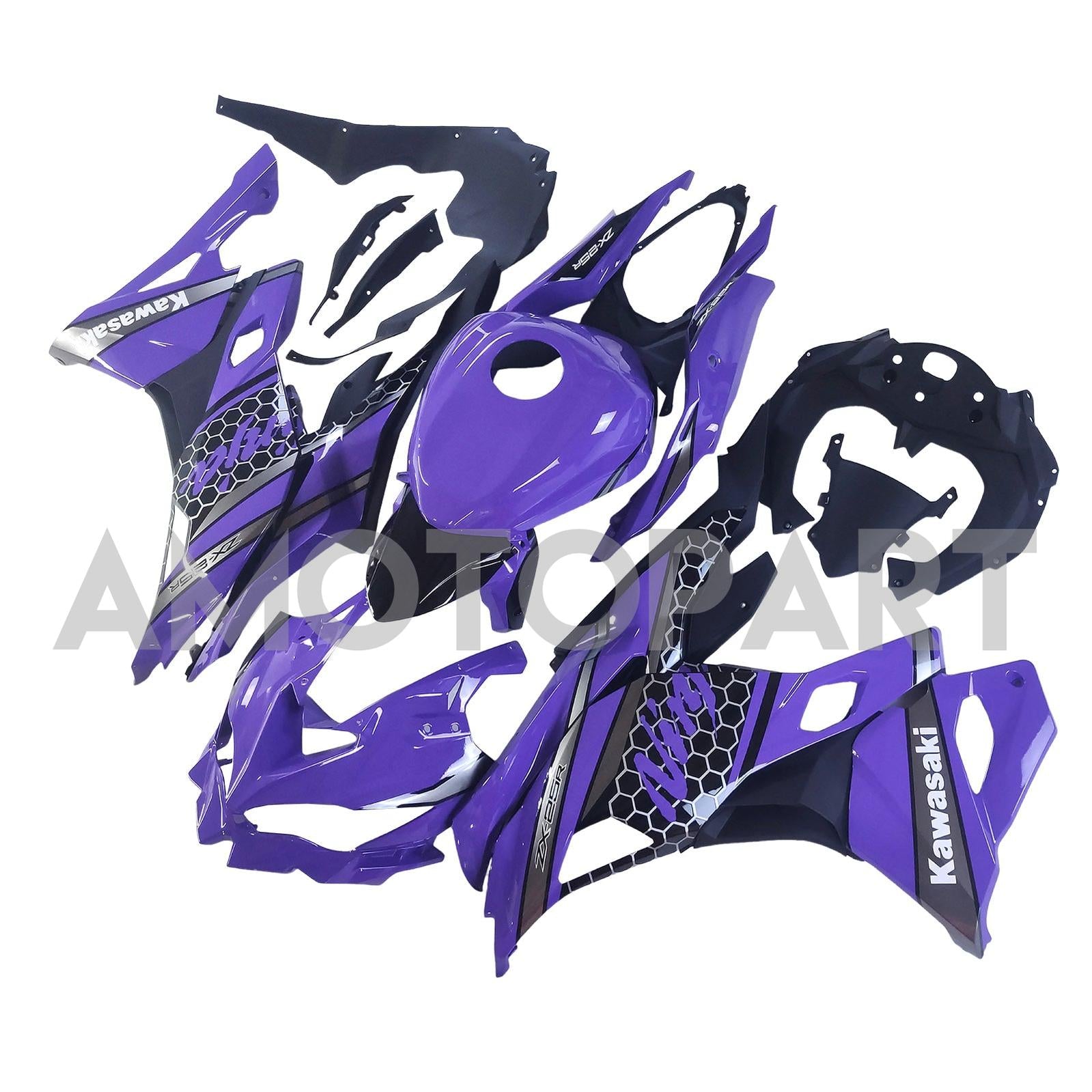 Amotopart Kawasaki 2019-2022 Ninja ZX-25R & 2023–2025 Ninja ZX-4R/ZX-4RR Lila Verkleidungssatz
