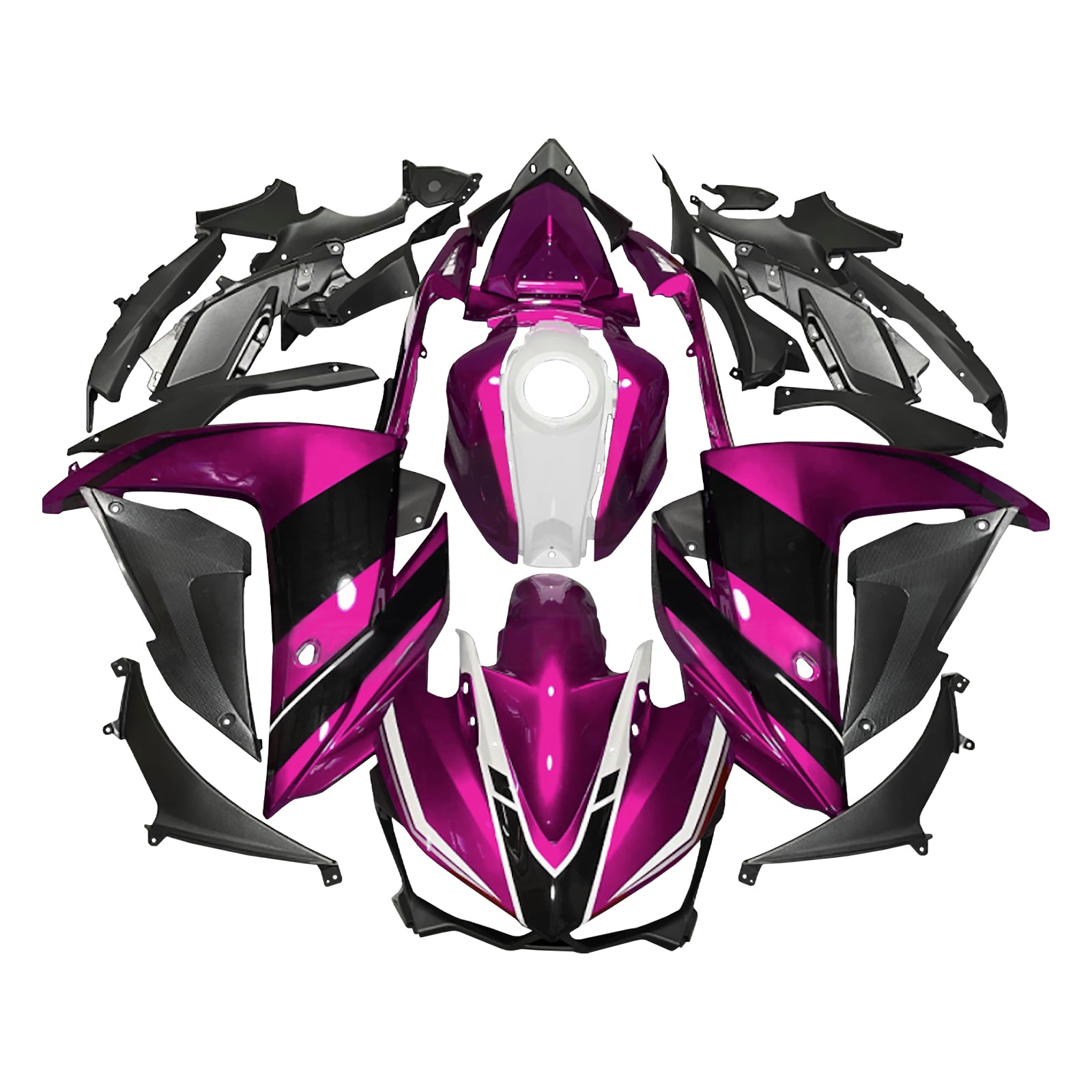 Amotopart Yamaha 2014-2018 YZF R3 2015-2017 YZF R25 Purple & Black Fairing Kit