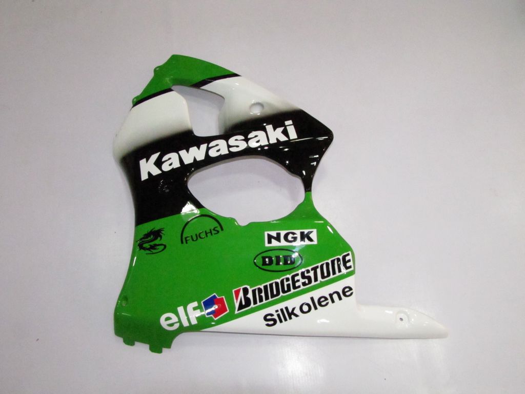 Amotopart 2000-2002 Kawasaki ZX6R 636 2005-2008 Kawasaki ZZR600 Green Black White Fairing Kit