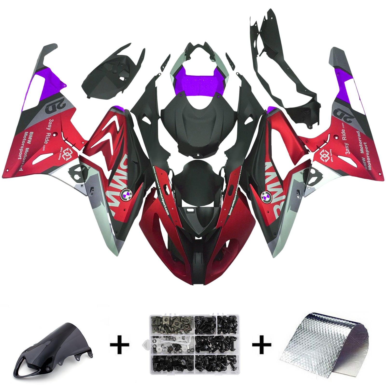 Amotopart 2009-2014 BMW S1000RR Kit de carénage noir rouge