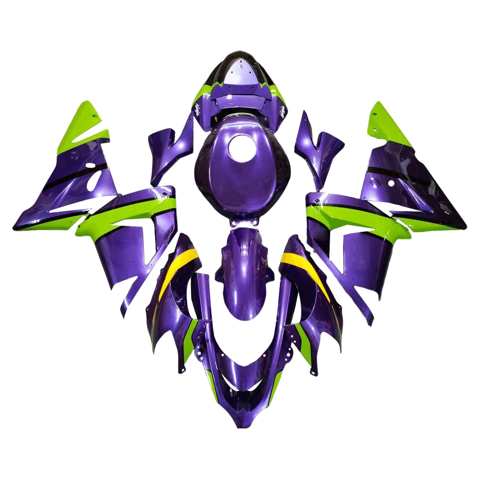 Amotopart 2004-2005 Kawasaki ZX10R Purple Green Yellow Fairing Kit