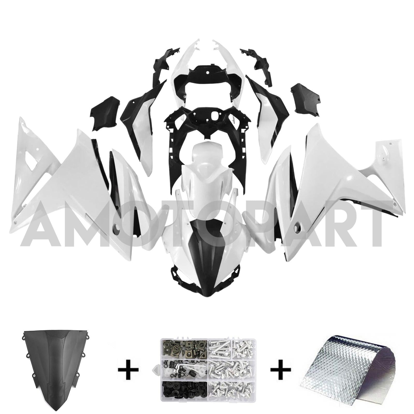Amotopart 2016-2018 Honda CBR500R Black White Fairing Kit