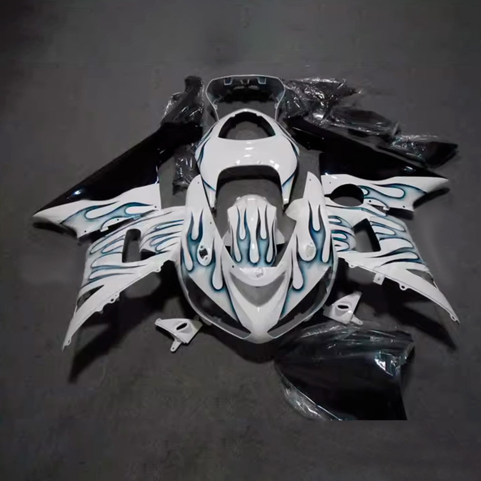 Amotopart 2005-2006 Kawasaki ZX6R 636 White Blue Fairing Kit