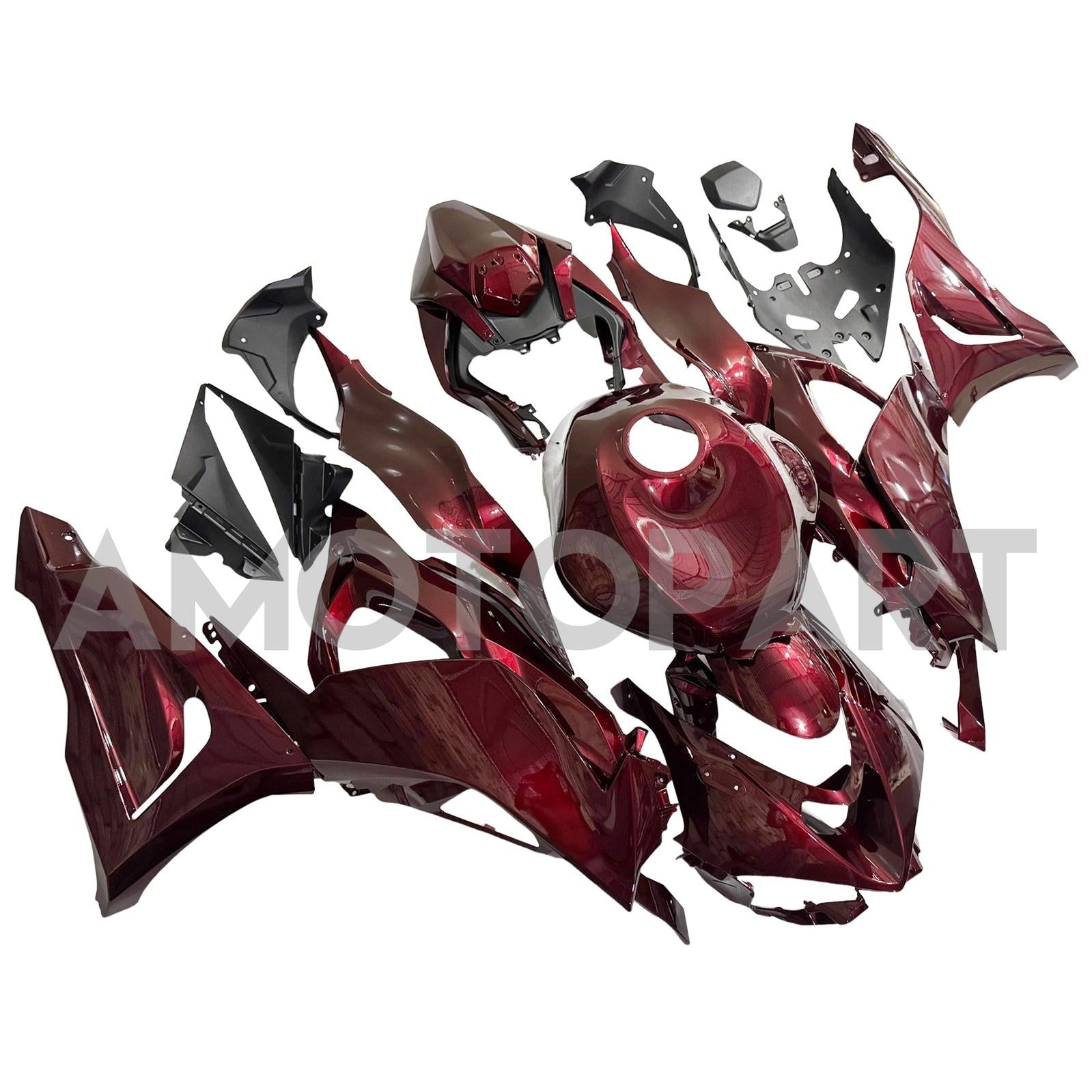 Amotopart 2024-2025 Kawasaki ZX-6R Glossy Red Black Fairing Kit