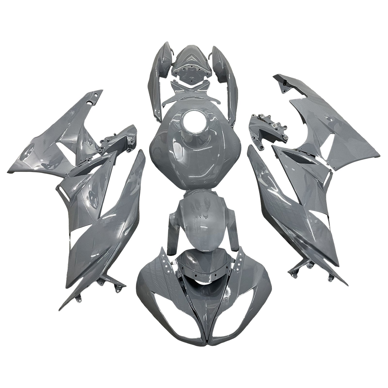Amotopart 2009-2012 Kawasaki ZX6R 636 Grey Fairing Kit