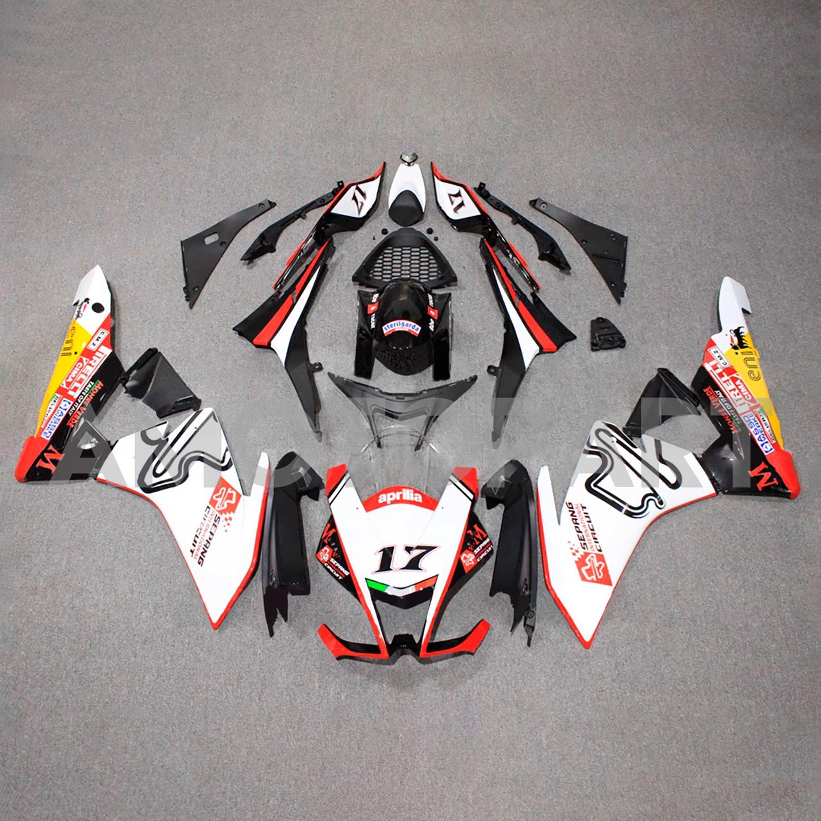 Amotopart 2009-2015 Aprilia RSV4 1000 White Red Yellow Black Fairing Kit