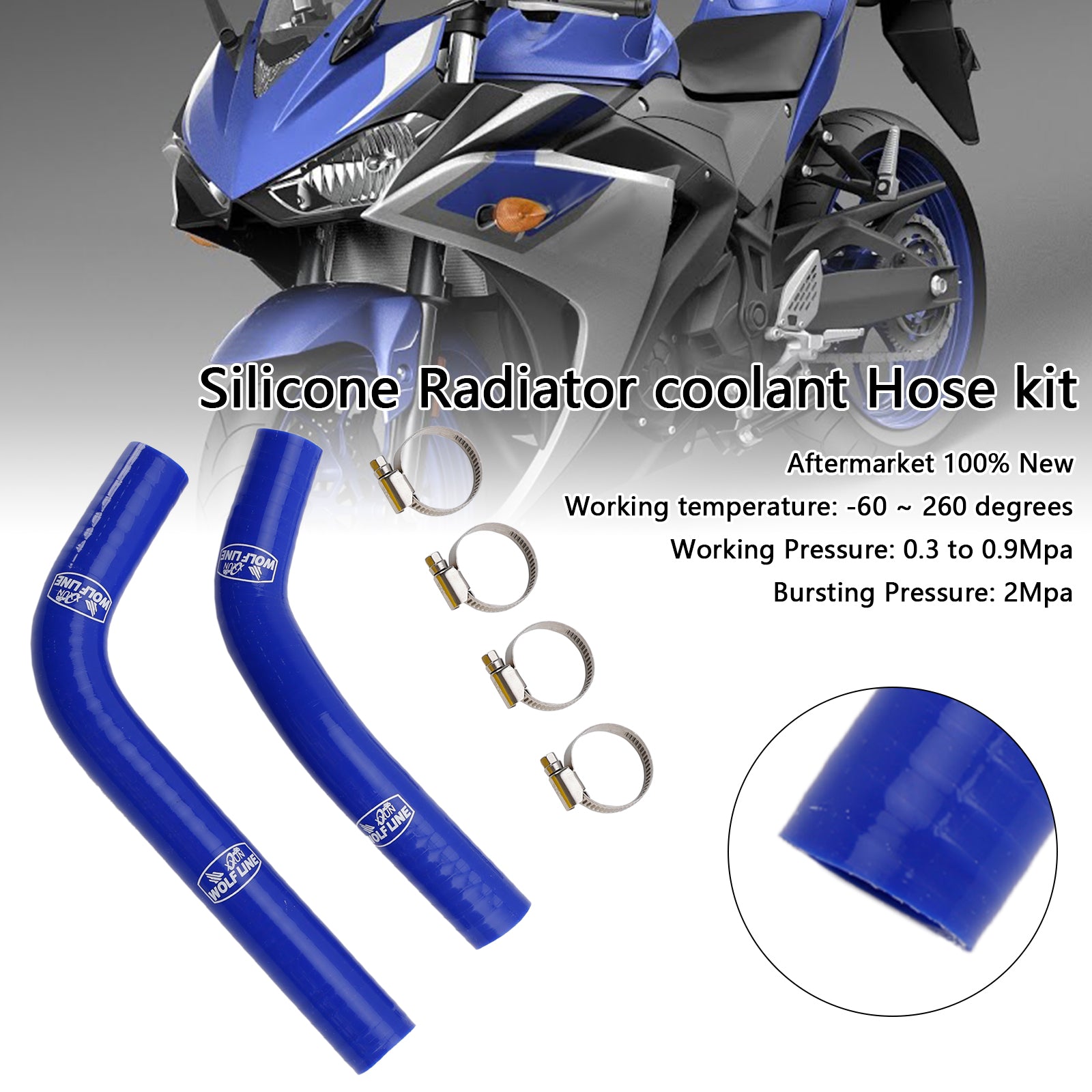 2015-2024 Yamaha MT-03 MT-25 YZF R3 R25 Mangueira de resfriador de radiador de silicone R25
