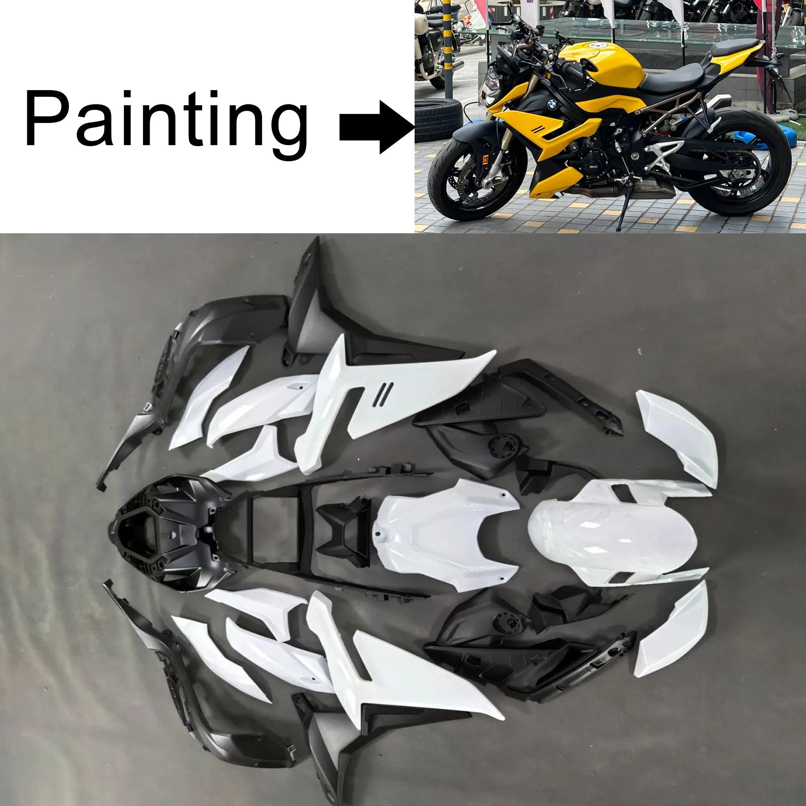 Amotopart 2021-2025 BMW S1000R Yellow Fairing Kit
