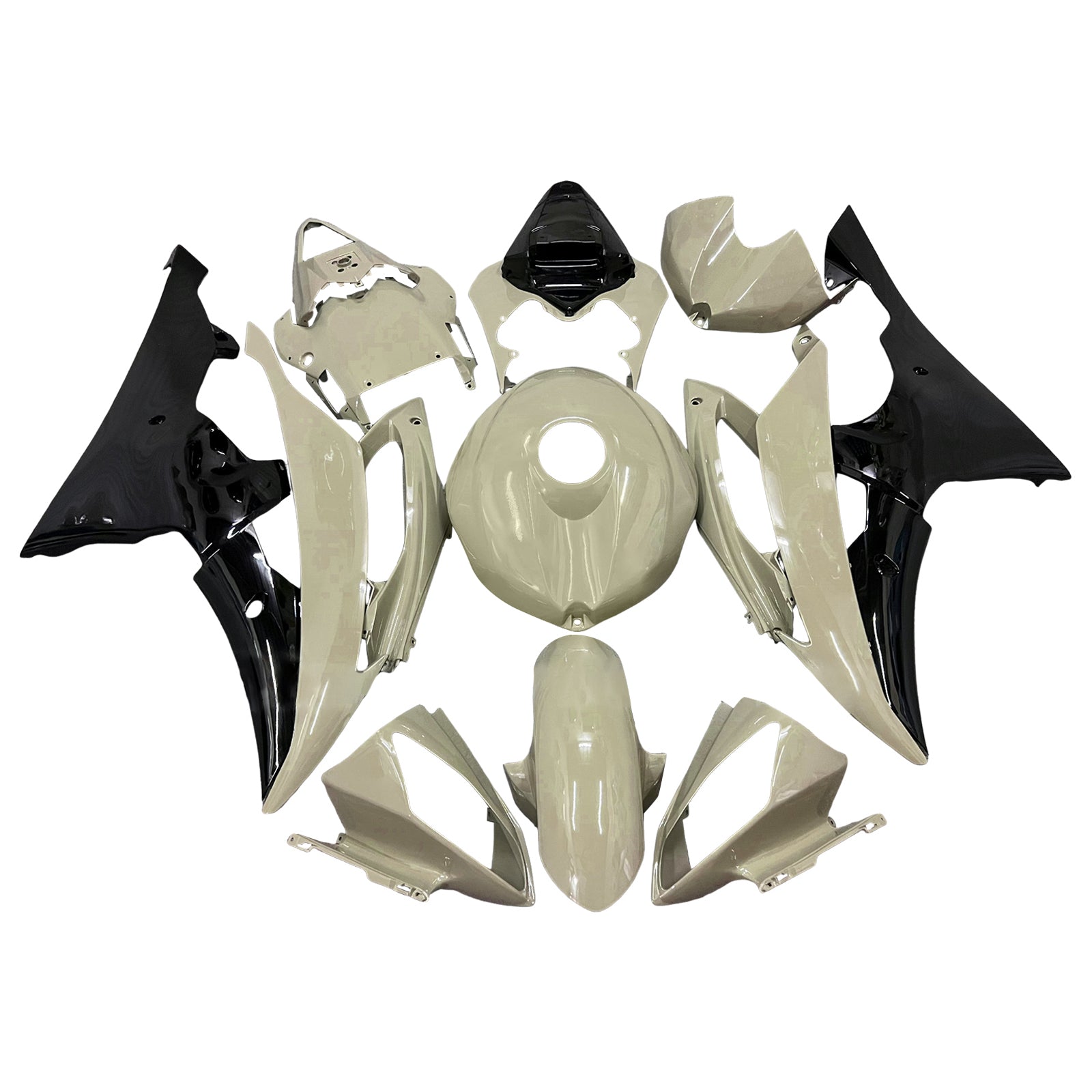 Amotopart 2008-2016 Yamaha YZF-R6 Light Yellow & Black Fairing Kit