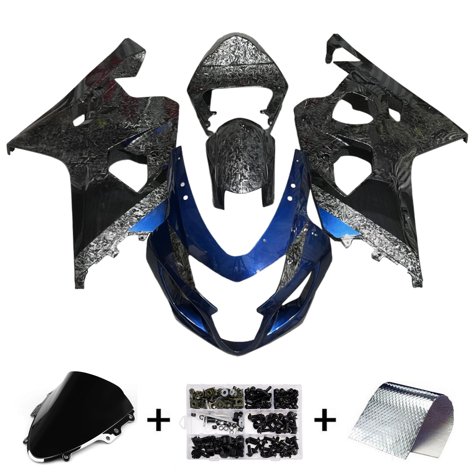 Amotopart 2004-2005 Suzuki GSXR 600/750 Forged Carbon Fiber Blue Fairing Kit
