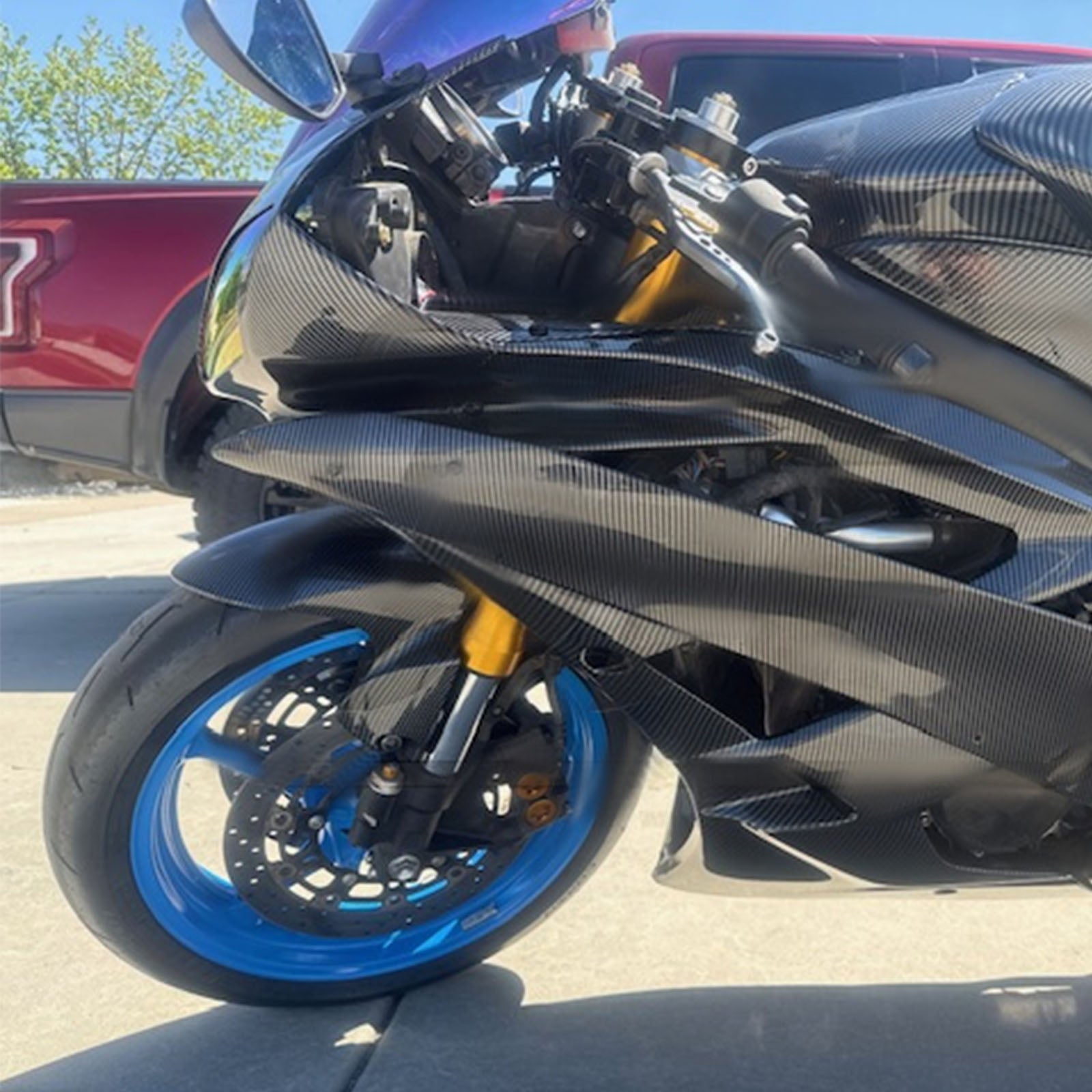 Amotopart 2006-2007 Yamaha YZF-R6 Grey & Black Carbon Fiber Pattern Fairing Kit