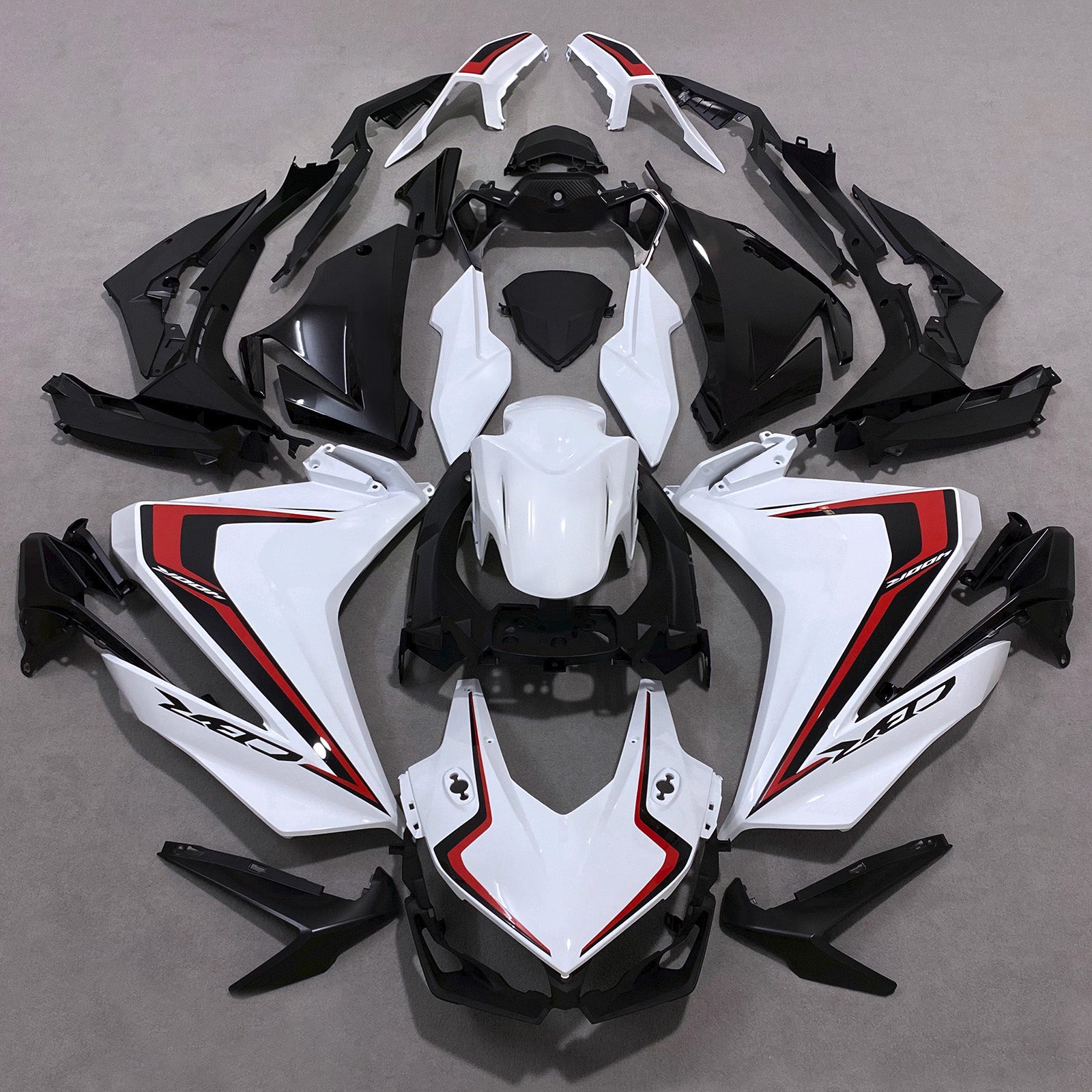 Kit de carenagens Amotopart 2022 Honda CBR400R branco/preto