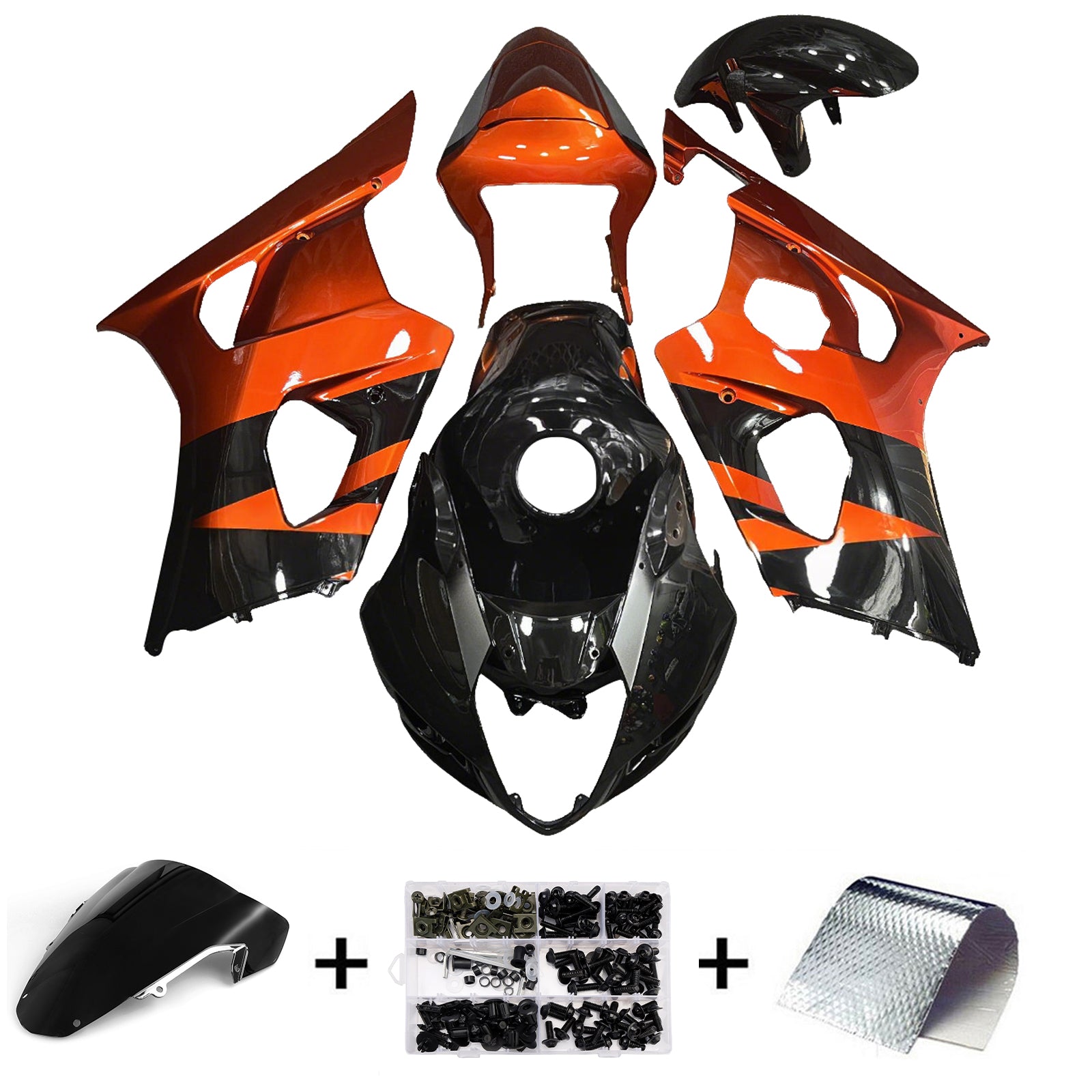 Amotopart 2003-2004 Suzuki GSXR1000 Black Orange Fairing Kit