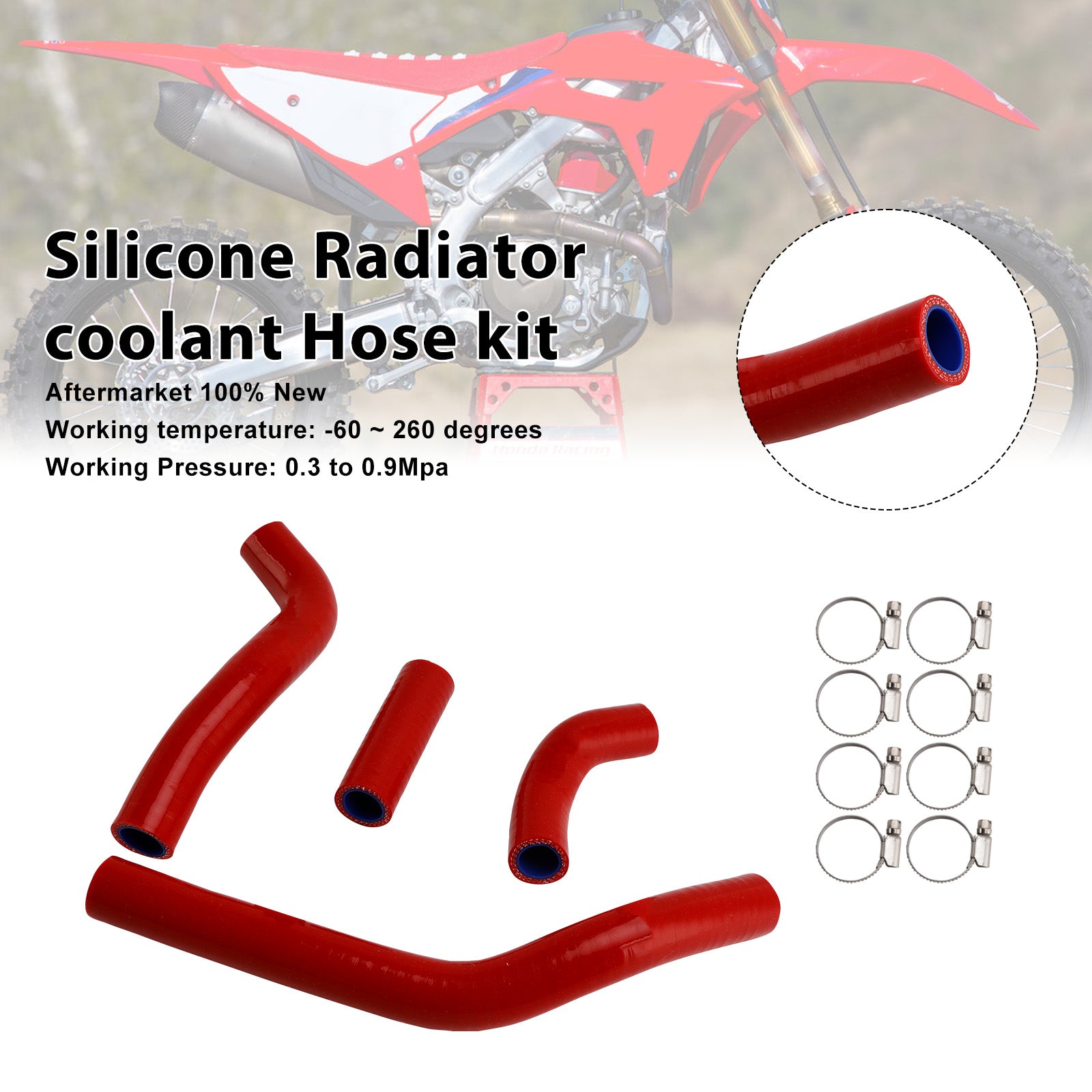 Honda CRF450R RX RWE 21-25 Silicone Radiator coolant Hose kit