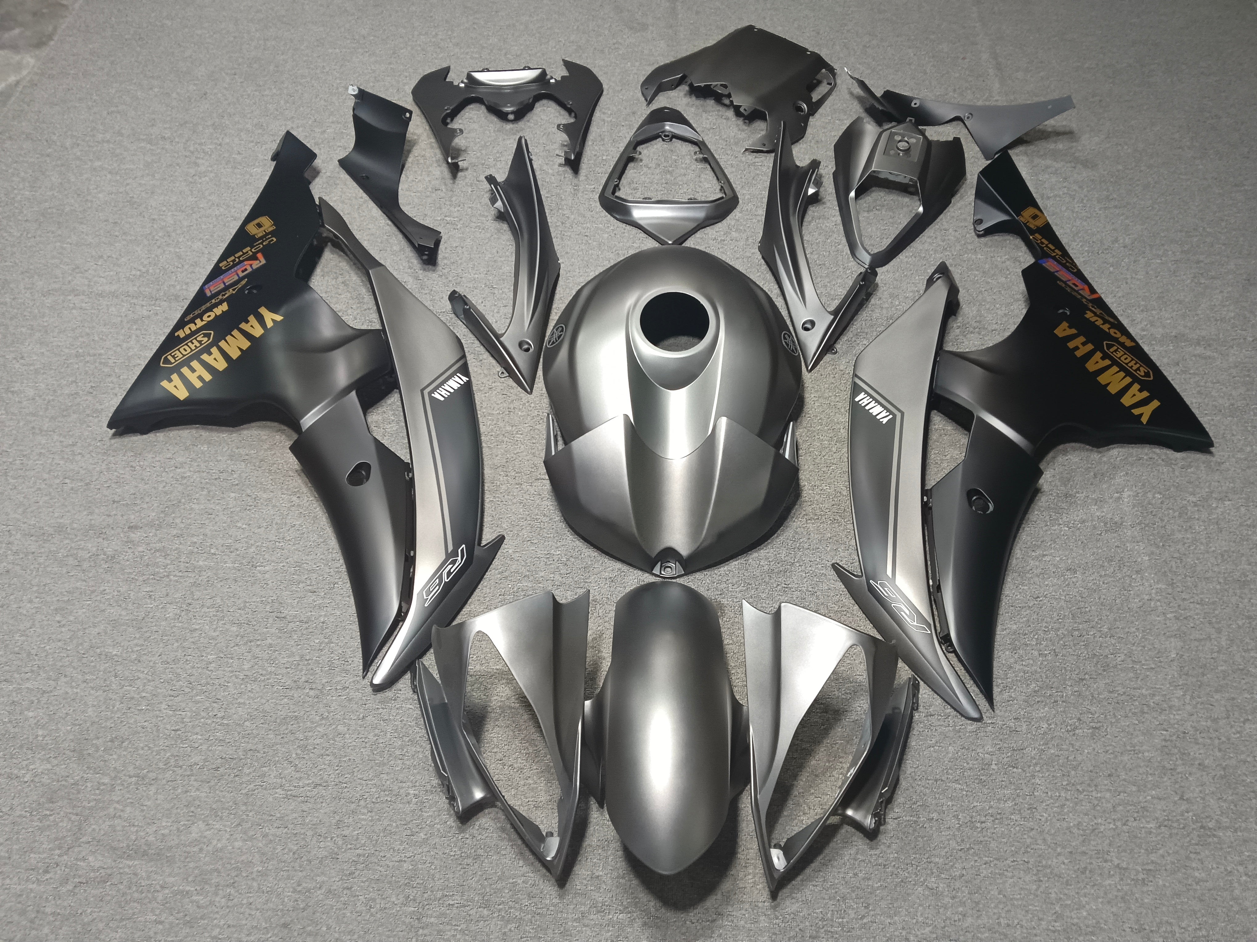 Amotopart Verkleidungsset für Yamaha YZF 600 R6 2008–2016, mattgrau
