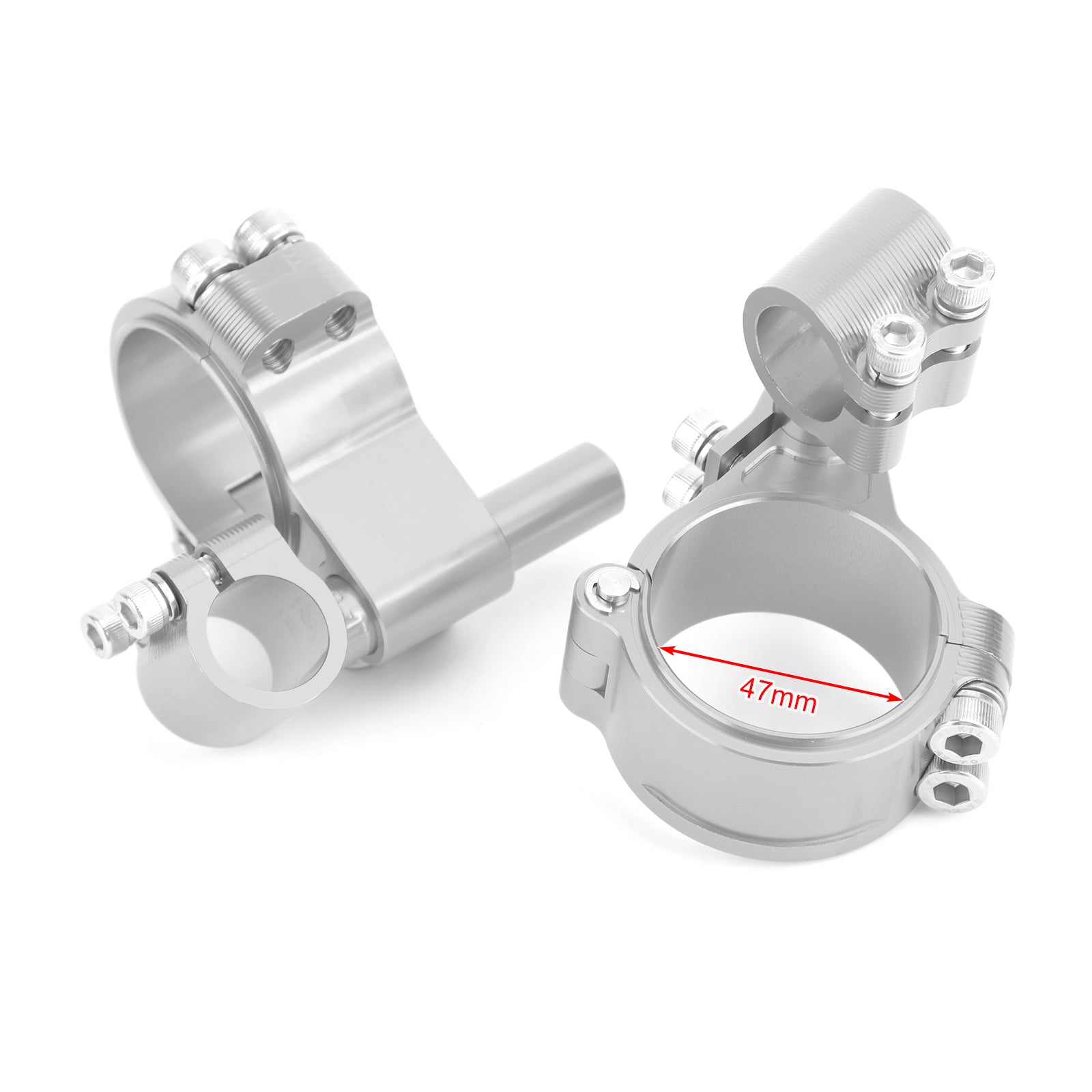 Kit de manillar de tubo de horquilla, Clip de palanquilla CNC giratorio ajustable universal, 47mm, color plateado genérico