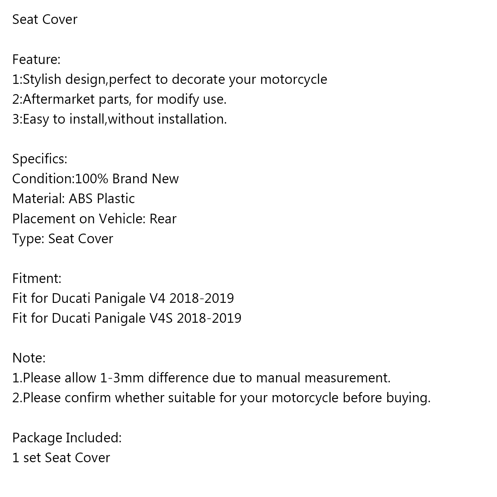 Medicina de la cubierta del asiento trasero para Ducati Panigale V4 V4S 2018-2024